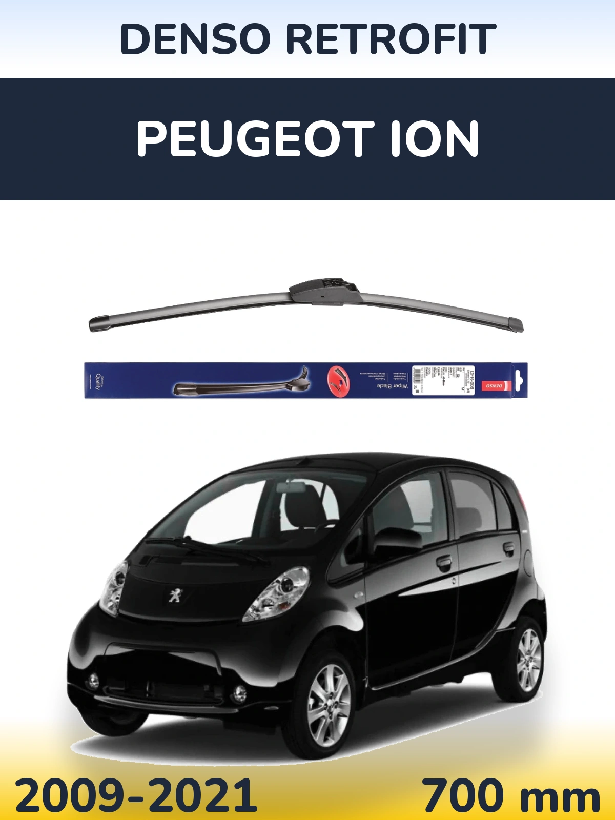 Front wiper blade Denso Retrofit 700 mm for Peugeot iOn 2009-2021