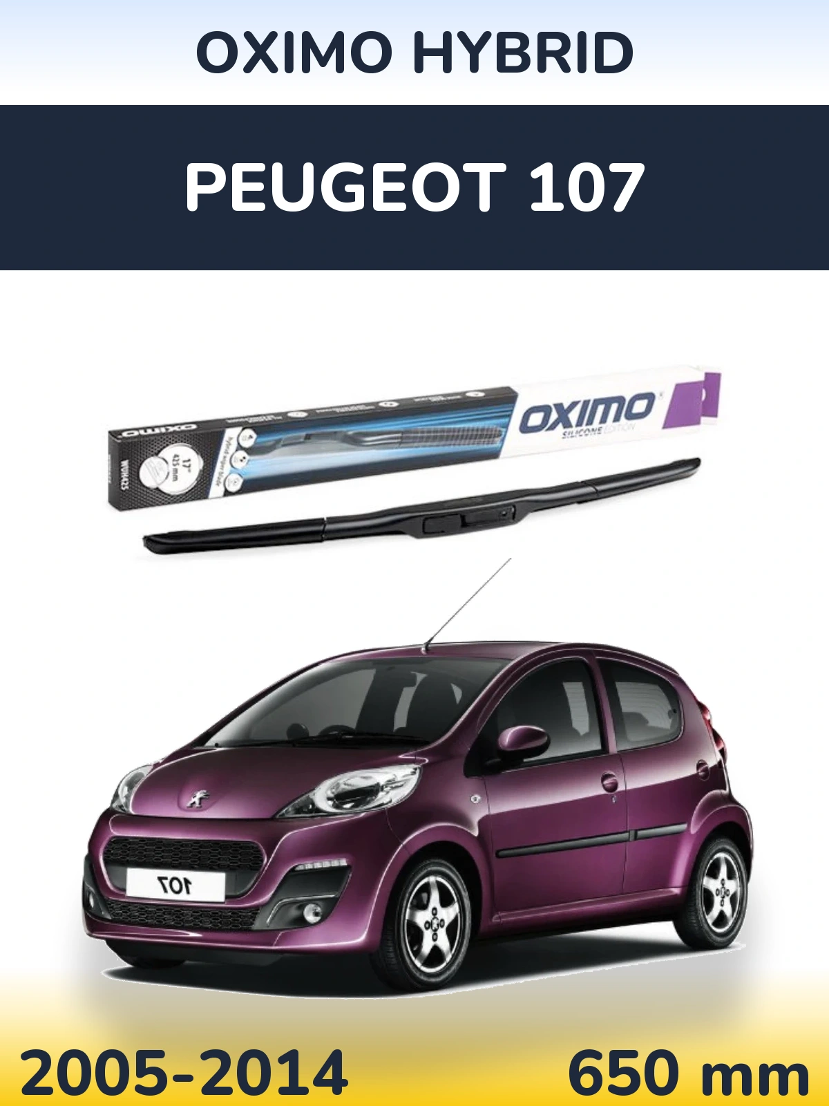 Przednia wycieraczka Oximo Hybrid 650 mm do Peugeot 107 2005-2014