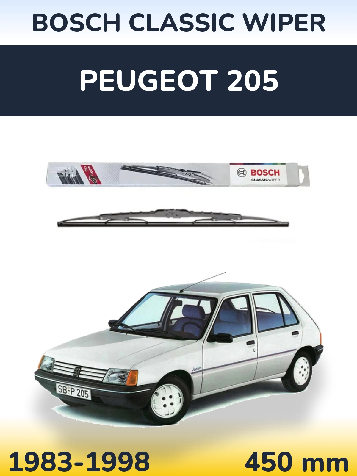 Задний дворник BOSCH Classic Wiper 450 мм для Peugeot 205 1983-1998