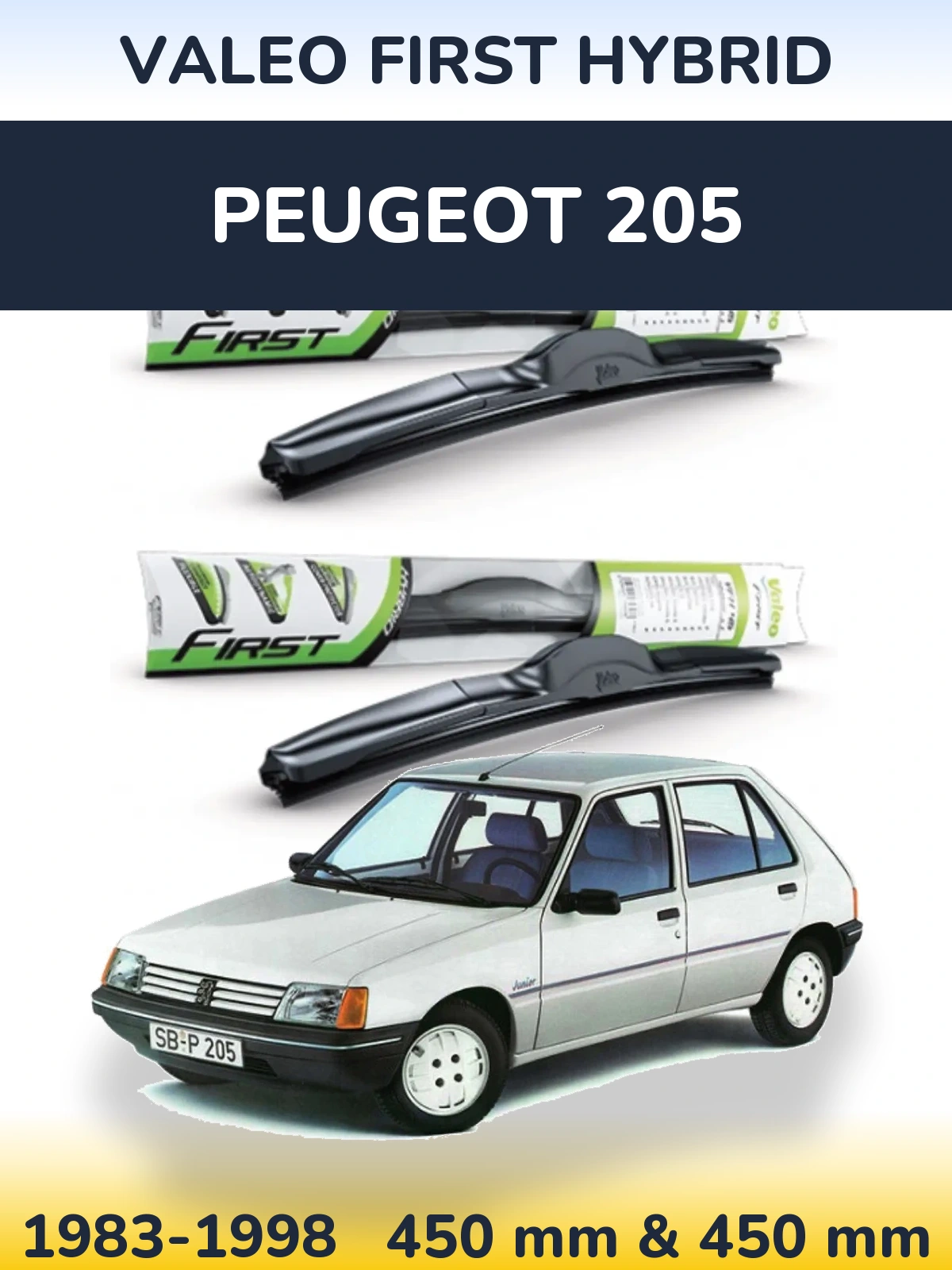 Комплект передних дворников Valeo First Hybrid 450 & 450 мм для Peugeot 205 1983-1998