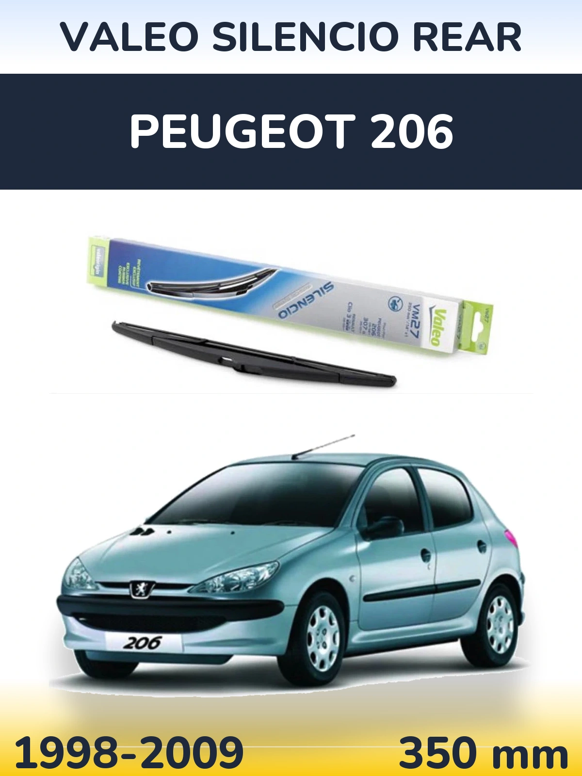 Rear wiper blade Valeo Silencio Rear 350 mm for Peugeot 206 1998-2009