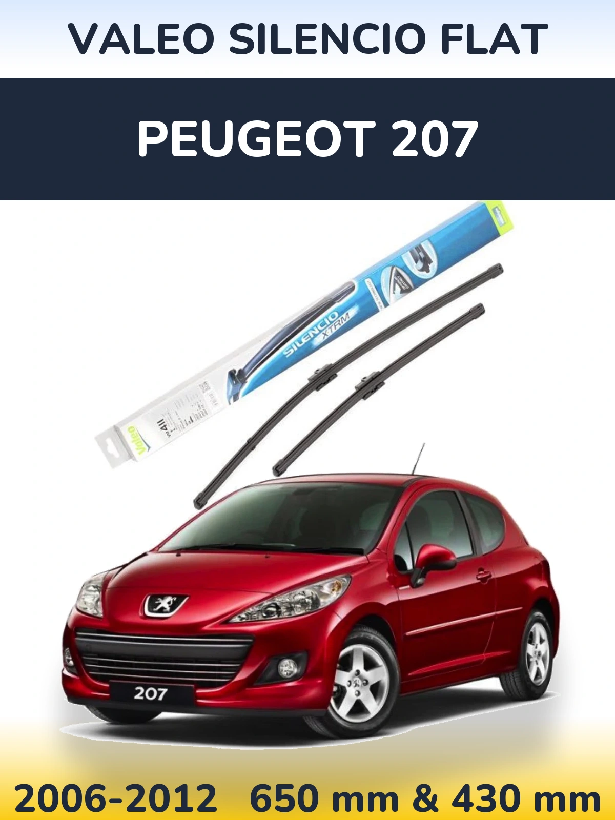 Komplet przednich wycieraczek Valeo Silencio Flat 650 & 420 mm do Peugeot 207 2006-2012