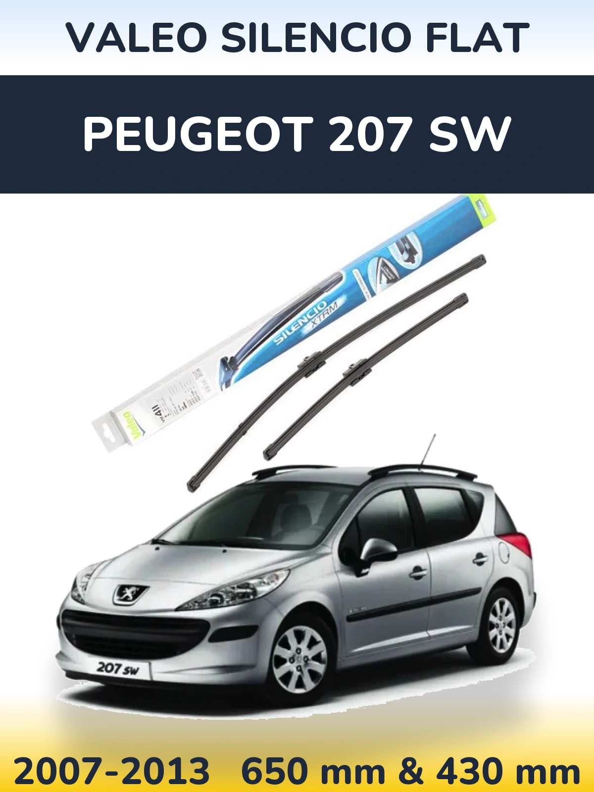 Комплект передних дворников Valeo Silencio Flat 650 & 420 мм для Peugeot 207 SW 2007-2013