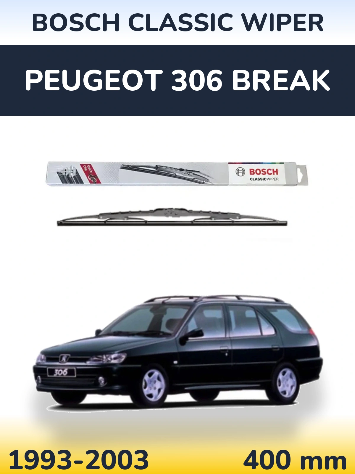 Задний дворник BOSCH Classic Wiper 400 мм для Peugeot 306 Break 1993-2003