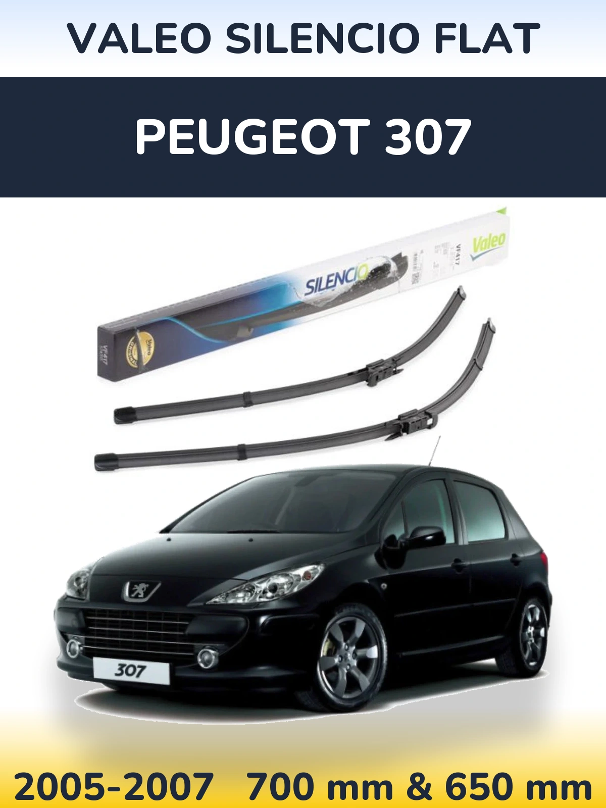 Комплект передних дворников Valeo Silencio Flat 700 & 650 мм для Peugeot 307 2005-2007