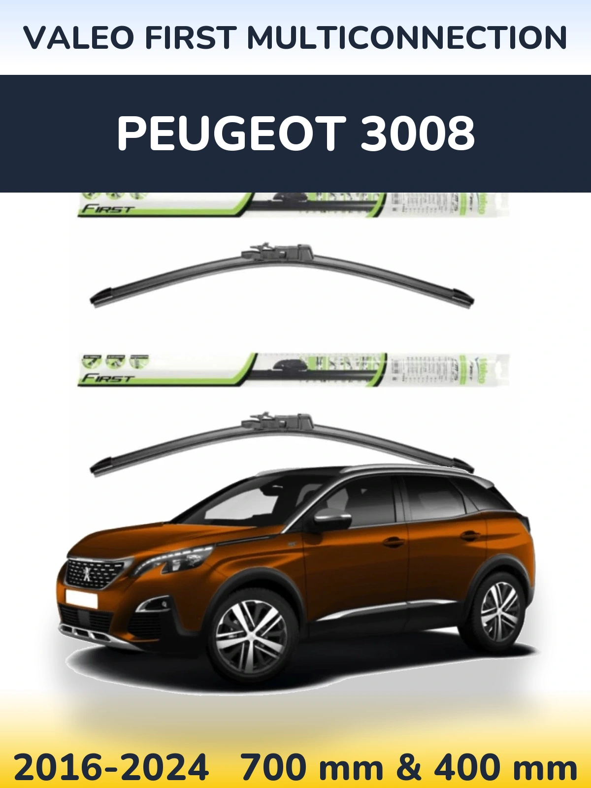Комплект передних дворников Valeo First MultiConnection 700 & 400 мм для Peugeot 3008 2016-2024