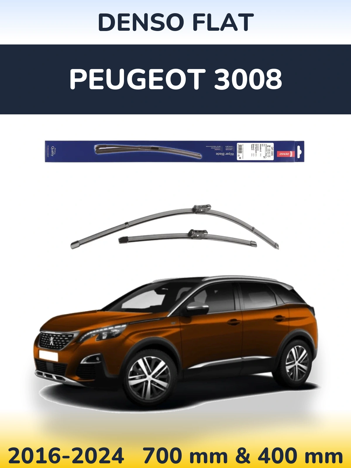 Комплект передних дворников Denso Flat 700 & 400 мм для Peugeot 3008 2016-2024
