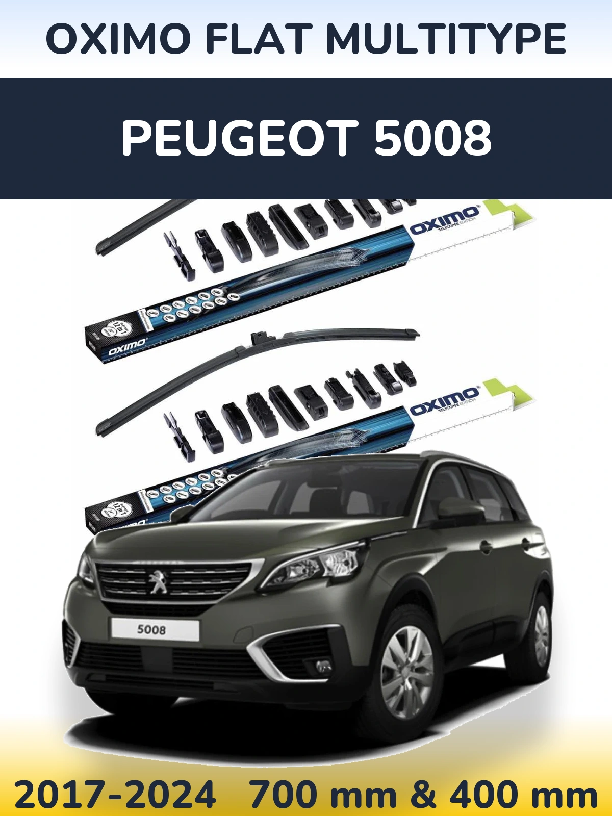 Komplet przednich wycieraczek Oximo Flat MultiType 700 & 400 mm do Peugeot 5008 2017-2024