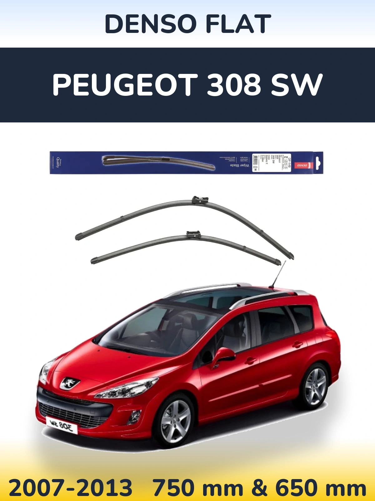 Комплект передніх щіток Denso Flat 750 & 650 мм для Peugeot 308 SW 2007-2013