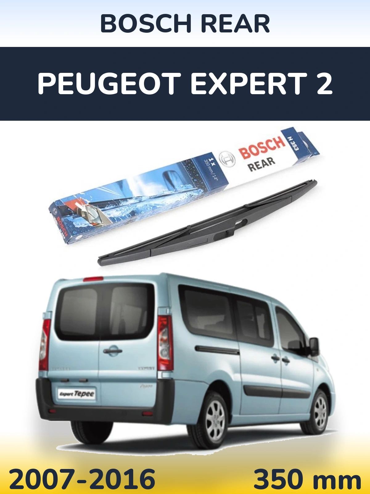 Rear wiper blade BOSCH Rear 350 mm for Peugeot Expert 2 2007-2016