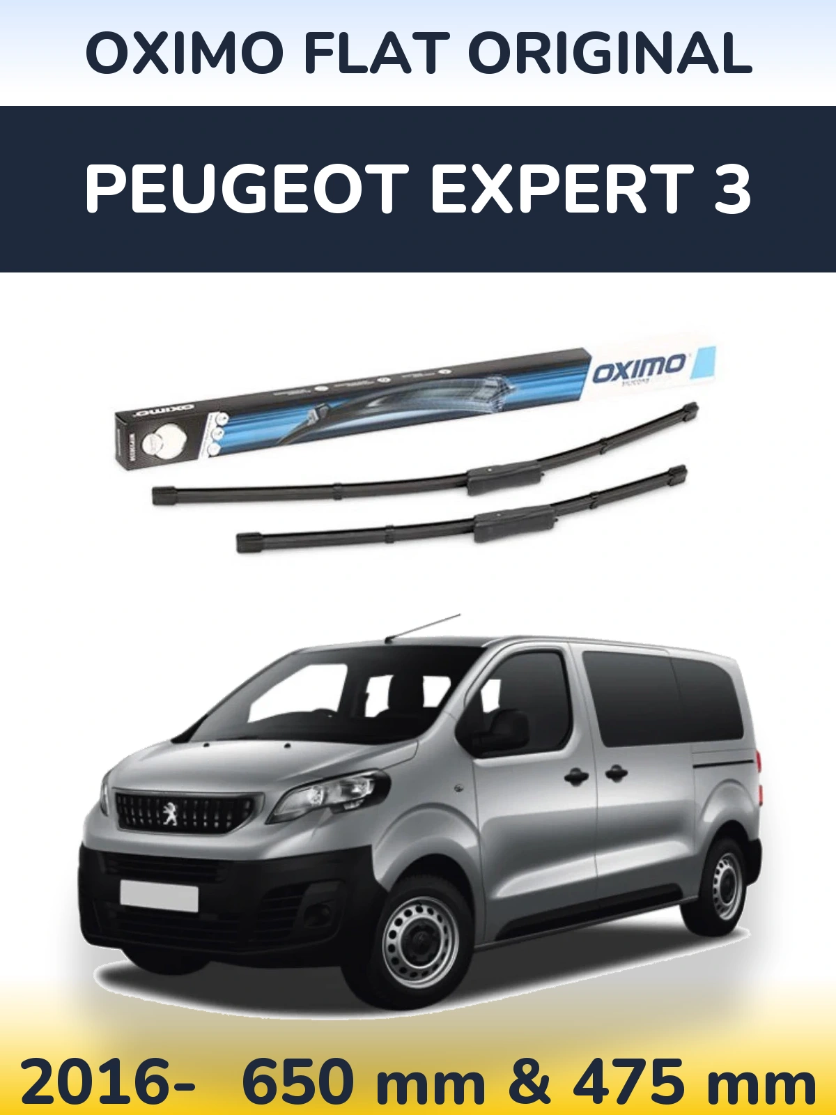 Komplet przednich wycieraczek Oximo Flat Original 650 & 475 mm do Peugeot Expert 3 2016-2026