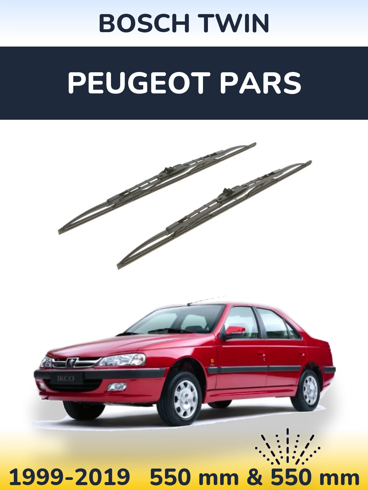 Komplet przednich wycieraczek BOSCH Twin 550 & 550 mm do Peugeot Pars 1999-2019