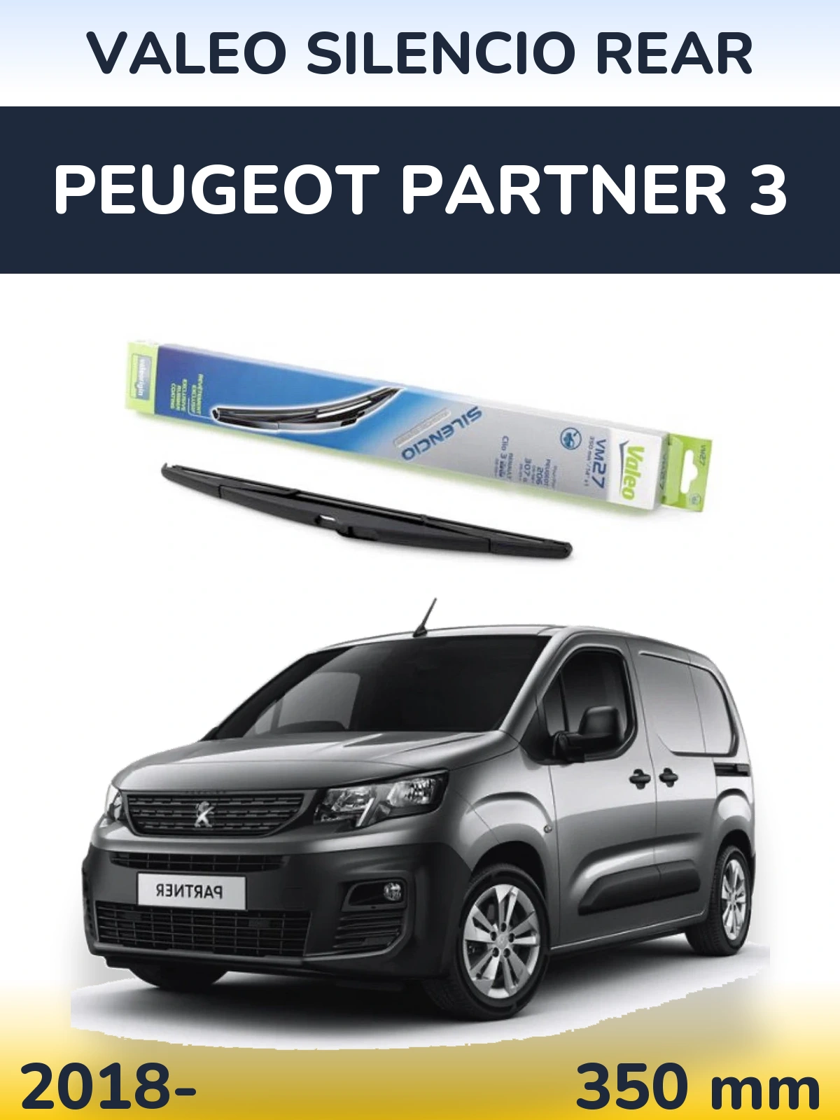 Rear wiper blade Valeo Silencio Rear 350 mm for Peugeot Partner 3 2018-2026