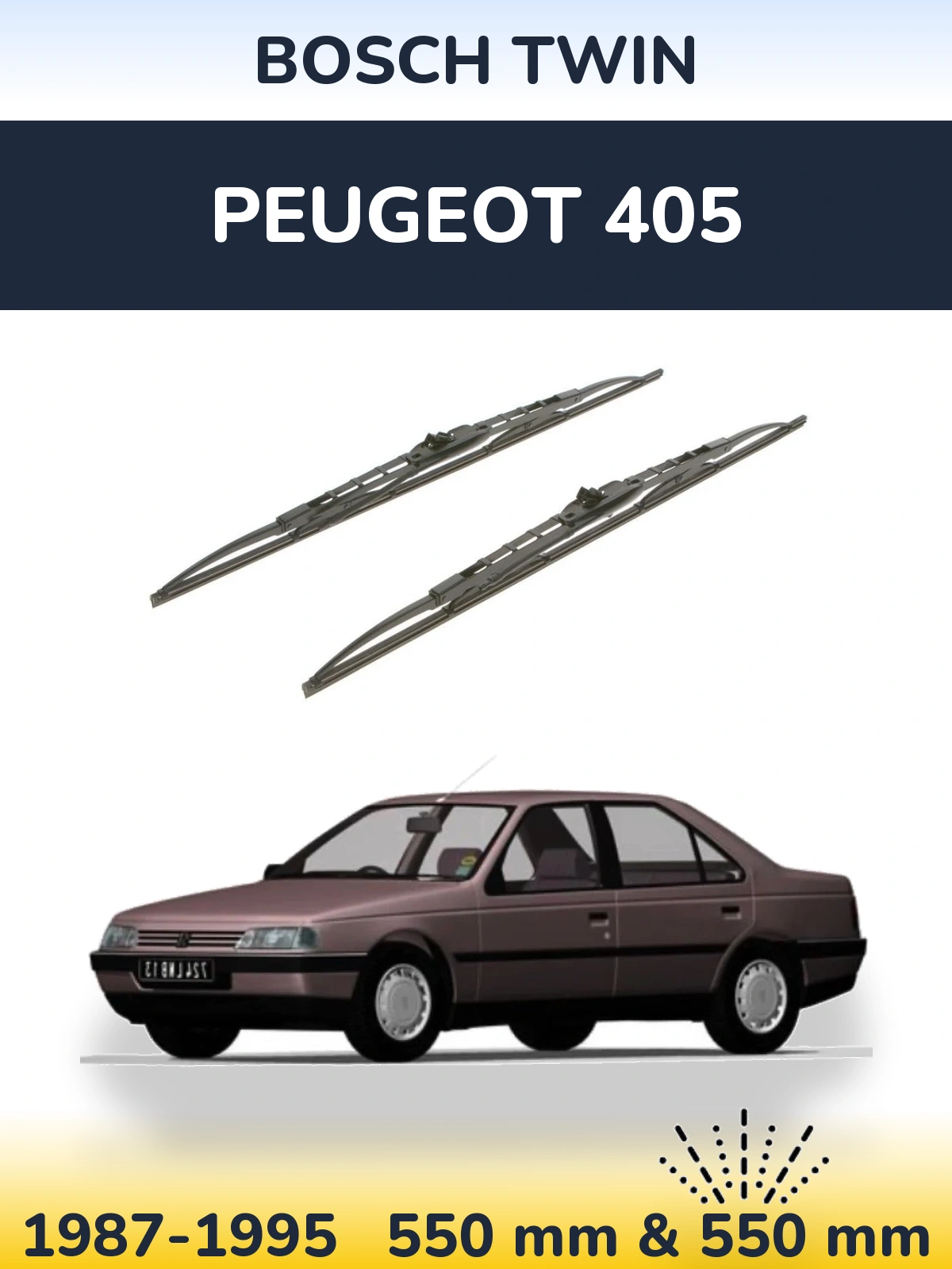 Комплект передніх щіток BOSCH Twin 550 & 550 мм для Peugeot 405 1987-1995