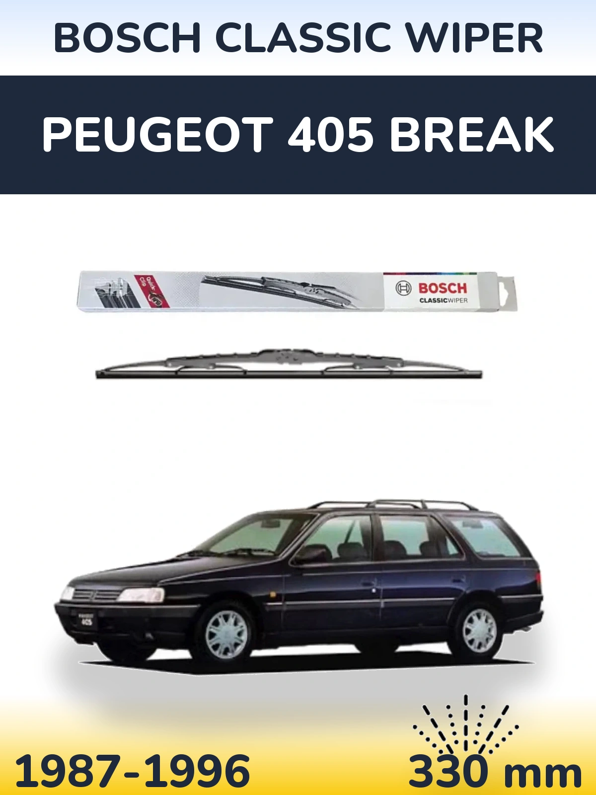 Задний дворник BOSCH Classic Wiper 340 мм для Peugeot 405 Break 1987-1996