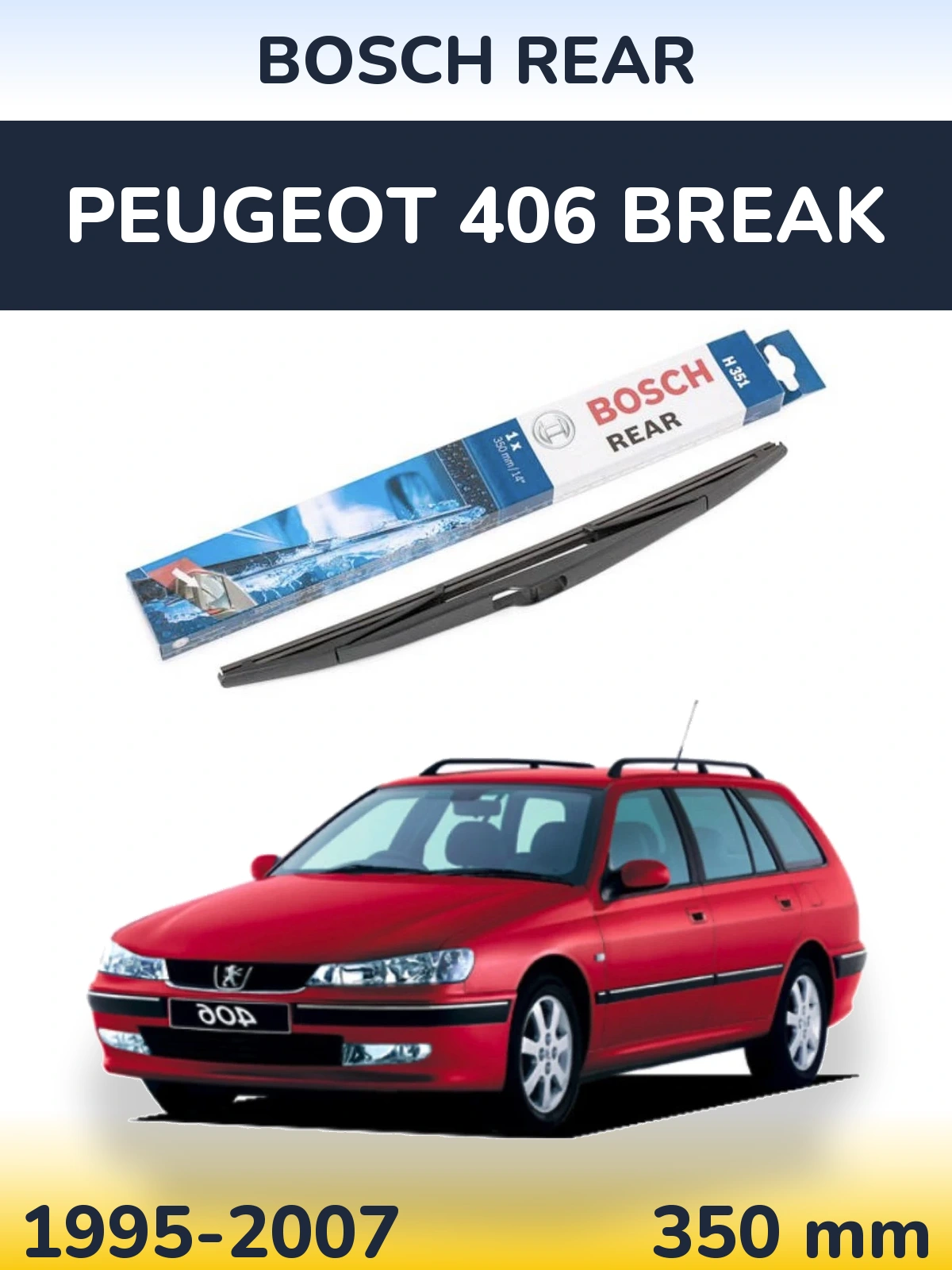 Rear wiper blade BOSCH Rear 350 mm for Peugeot 406 Break 1995-2007