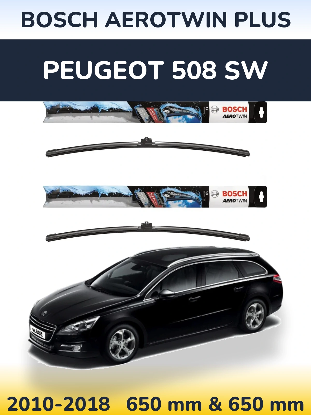 Komplet przednich wycieraczek BOSCH AeroTwin Plus 650 & 650 mm do Peugeot 508 SW 2010-2018