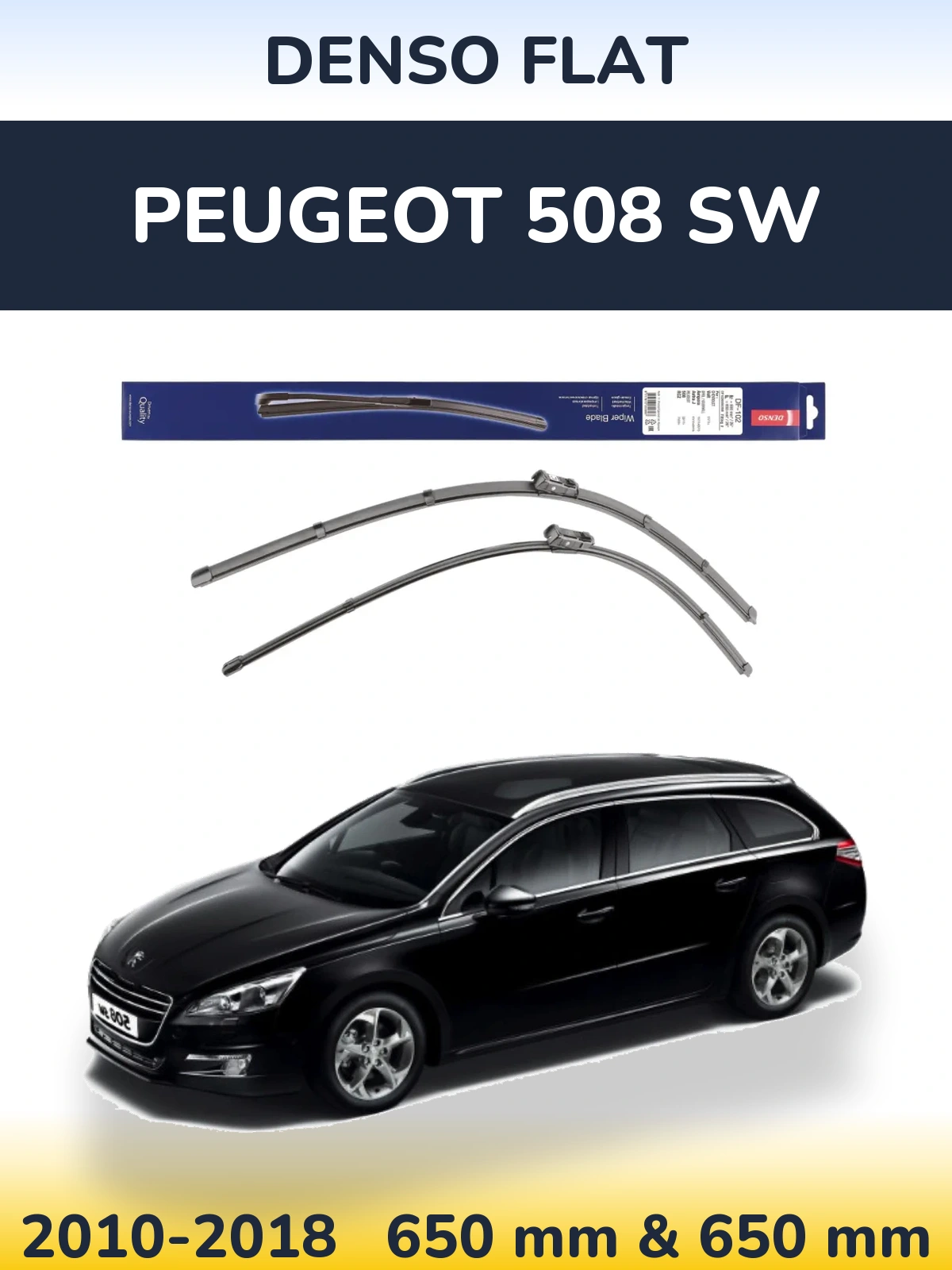 Комплект передних дворников Denso Flat 650 & 650 мм для Peugeot 508 SW 2010-2018
