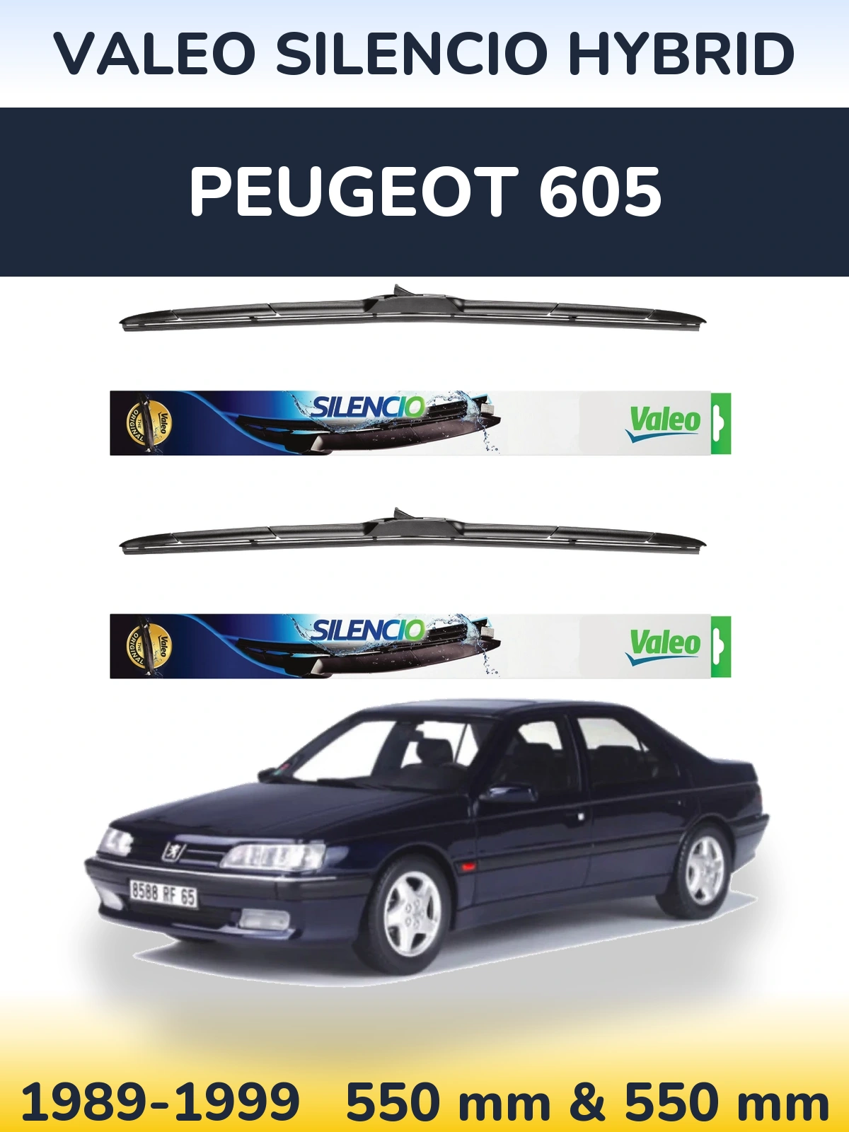 Комплект передніх щіток Valeo Silencio Hybrid 550 & 550 мм для Peugeot 605 1989-1999