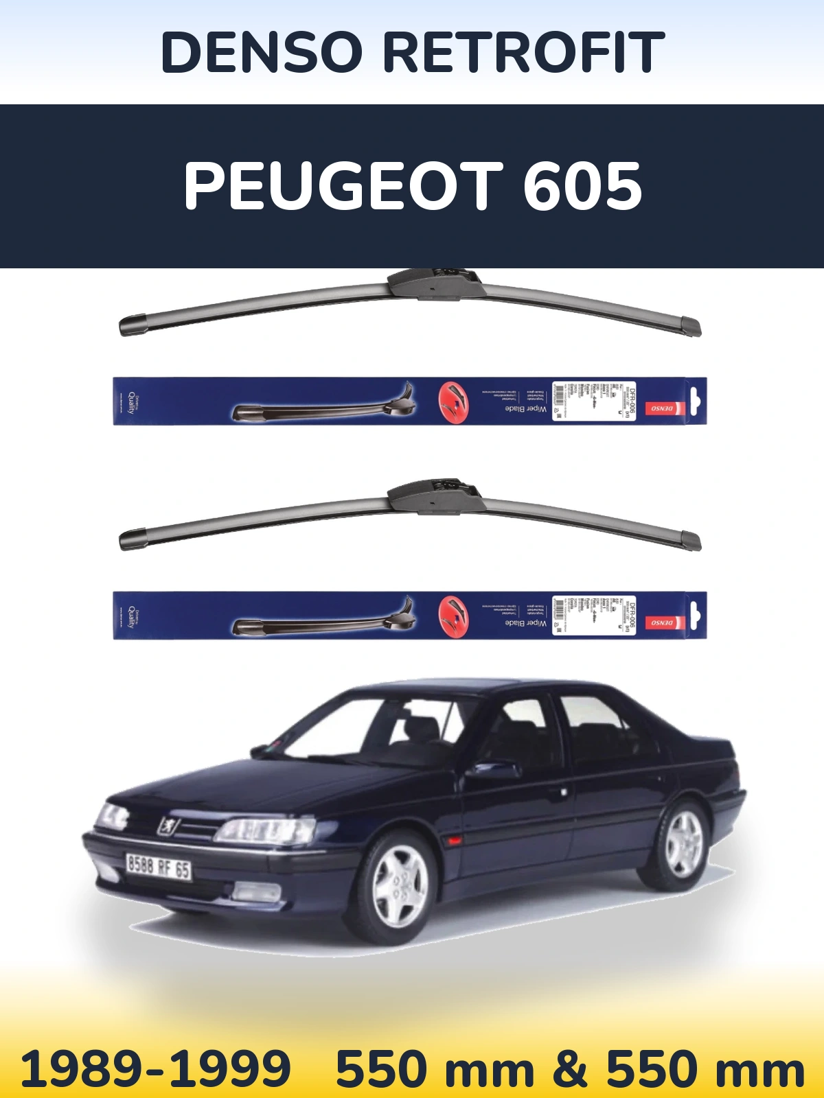 Комплект передніх щіток Denso Retrofit 550 & 550 мм для Peugeot 605 1989-1999
