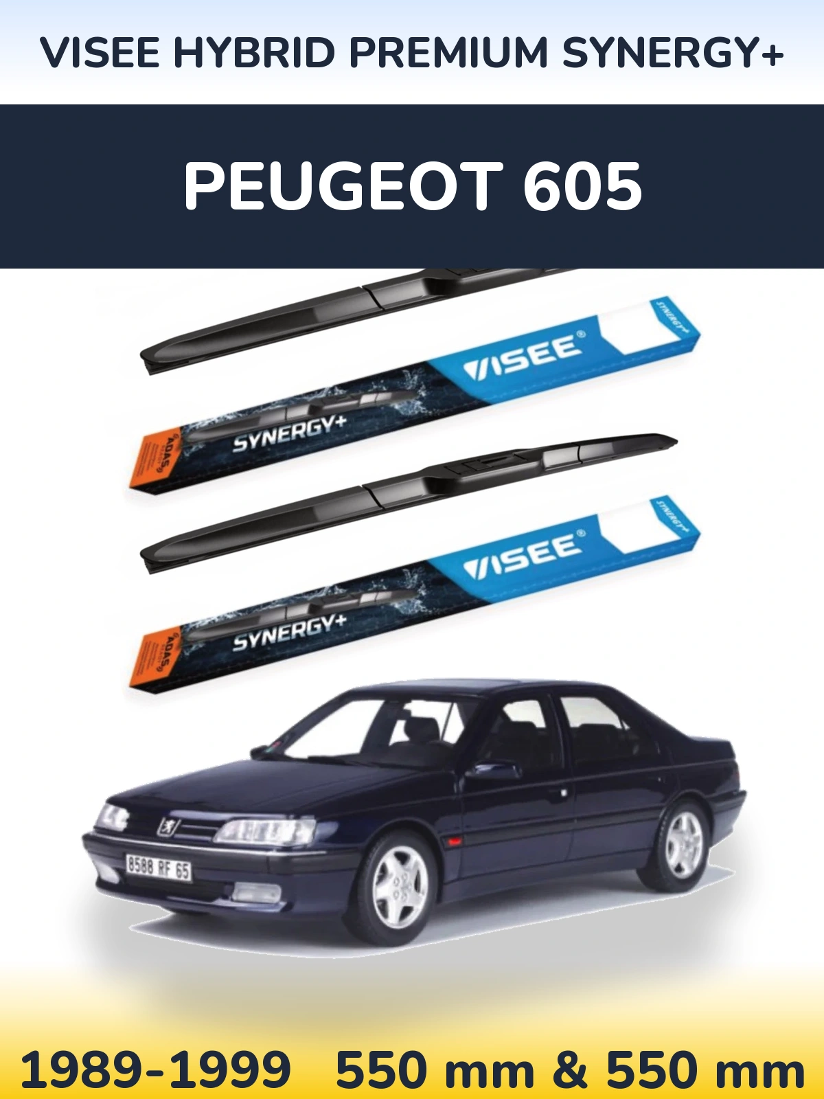 Комплект передних дворников VISEE HYBRID PREMIUM SYNERGY+ 550 & 550 мм для Peugeot 605 1989-1999