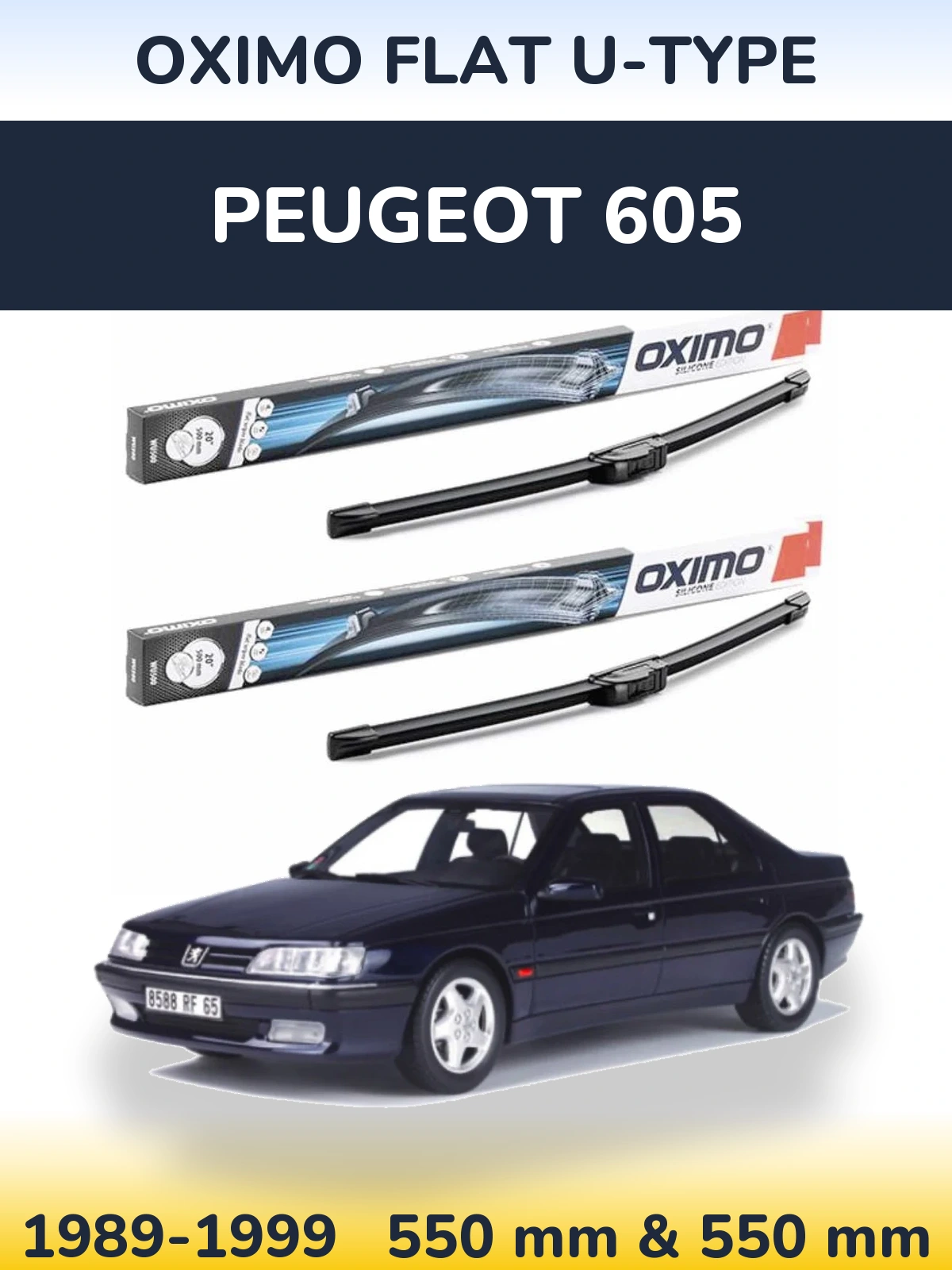 Komplet przednich wycieraczek Oximo Flat U-type 550 & 550 mm do Peugeot 605 1989-1999