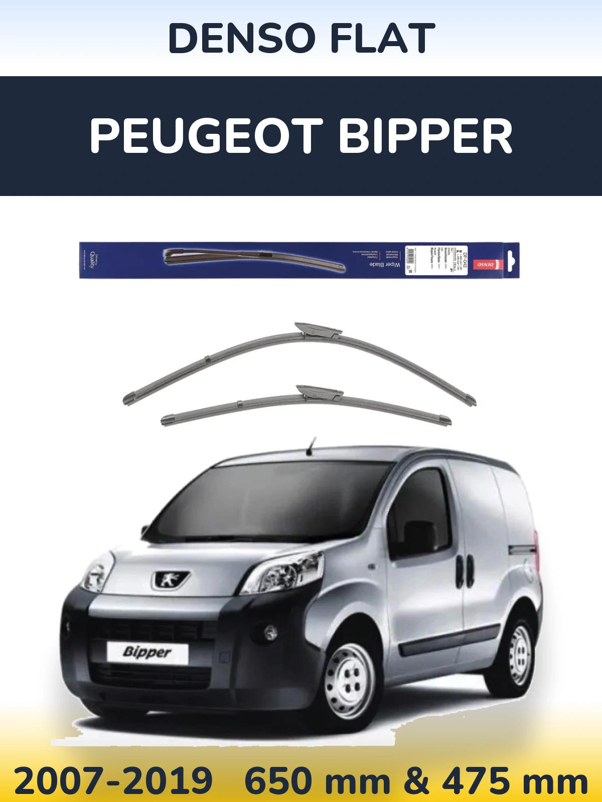 Komplet przednich wycieraczek Denso Flat 650 & 450 mm do Peugeot Bipper 2007-2019