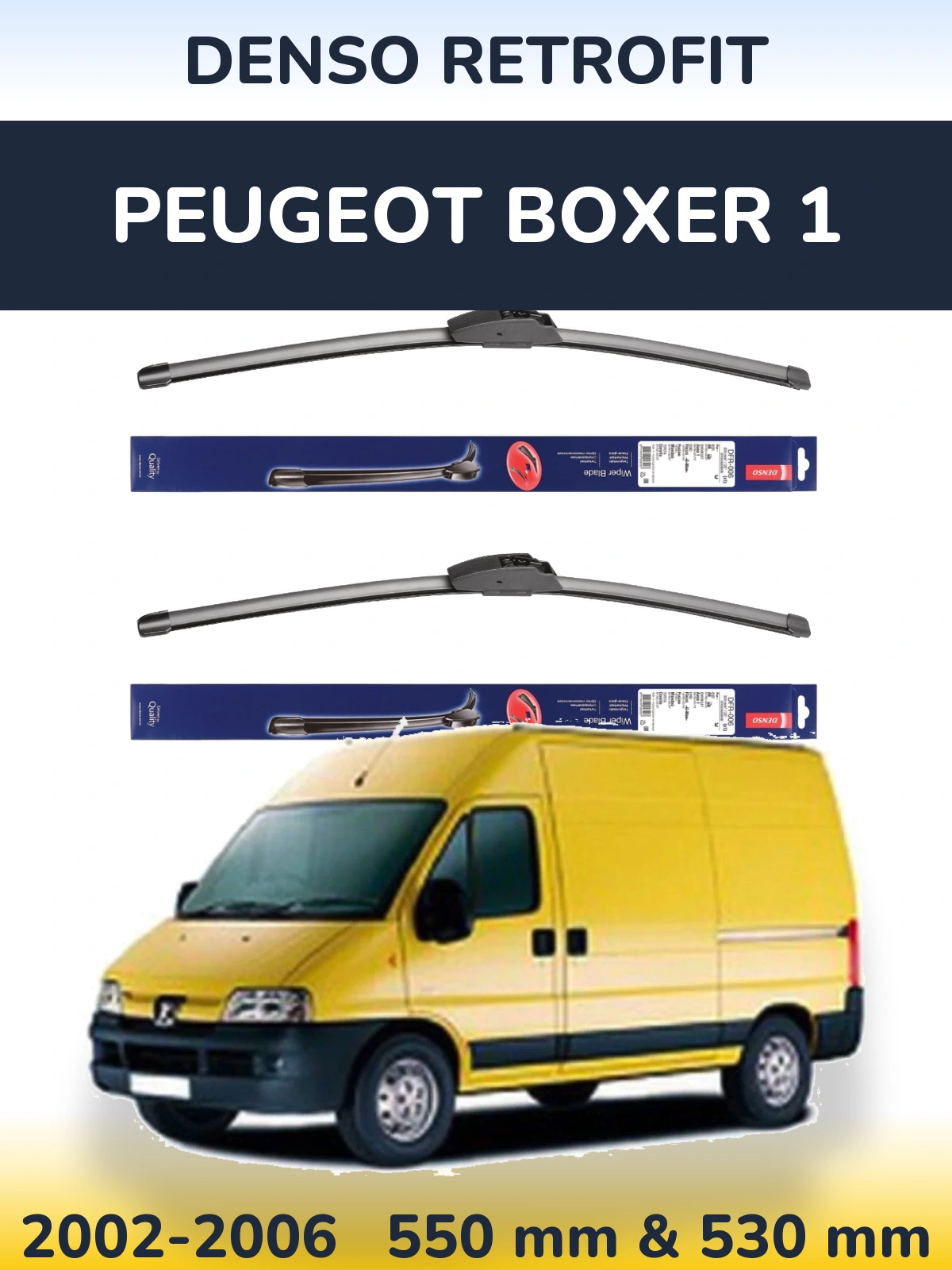 Комплект передніх щіток Denso Retrofit 550 & 530 мм для Peugeot Boxer 1 2002-2006