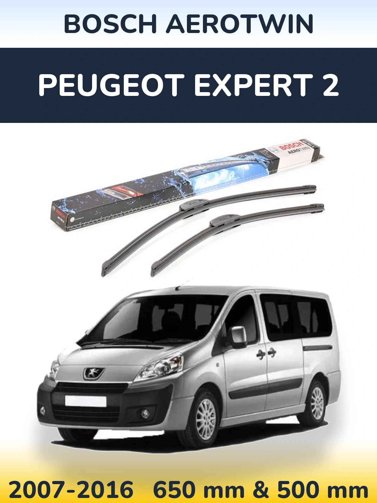 Komplet przednich wycieraczek BOSCH AeroTwin 650 & 500 mm do Peugeot Expert 2 2007-2016