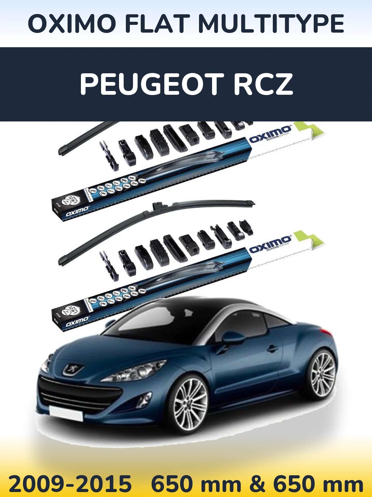 Комплект передних дворников Oximo Flat MultiТипe 650 & 650 мм для Peugeot RCZ 2009-2015