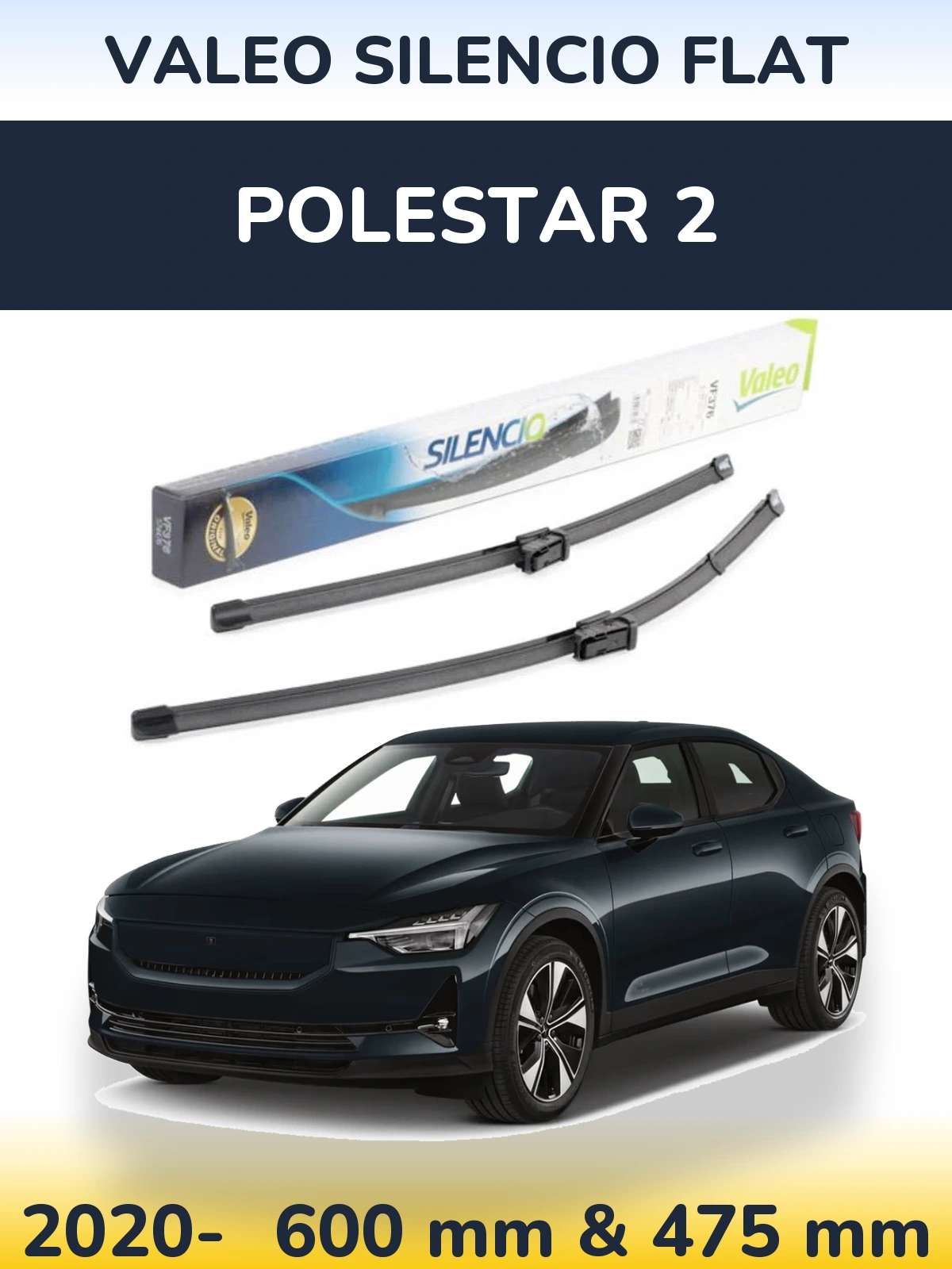 Комплект передних дворников Valeo Silencio Flat 600 & 475 мм для Polestar 2 2020-2026
