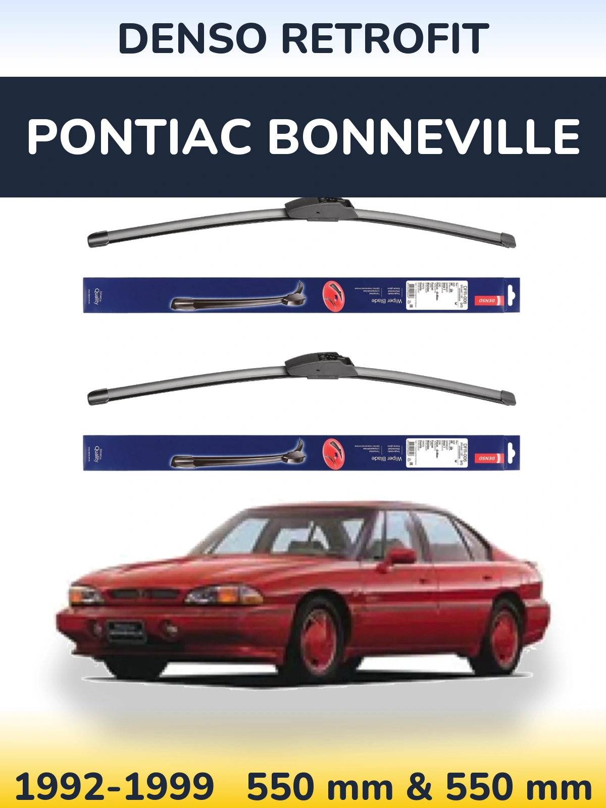 Front wiper blade set Denso Retrofit 550 & 550 mm for Pontiac Bonneville 1992-1999