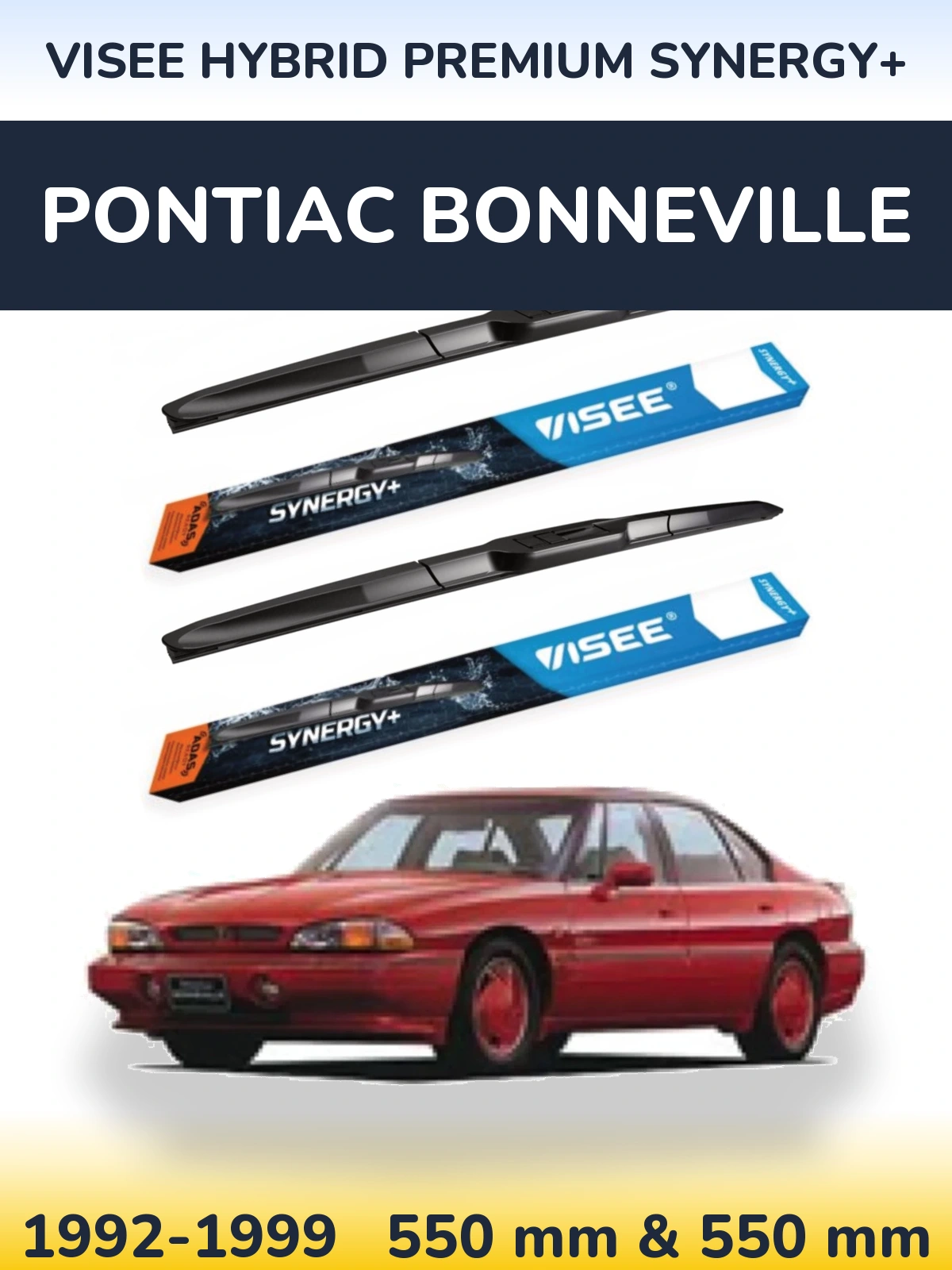 Front wiper blade set VISEE HYBRID PREMIUM SYNERGY+ 550 & 550 mm for Pontiac Bonneville 1992-1999
