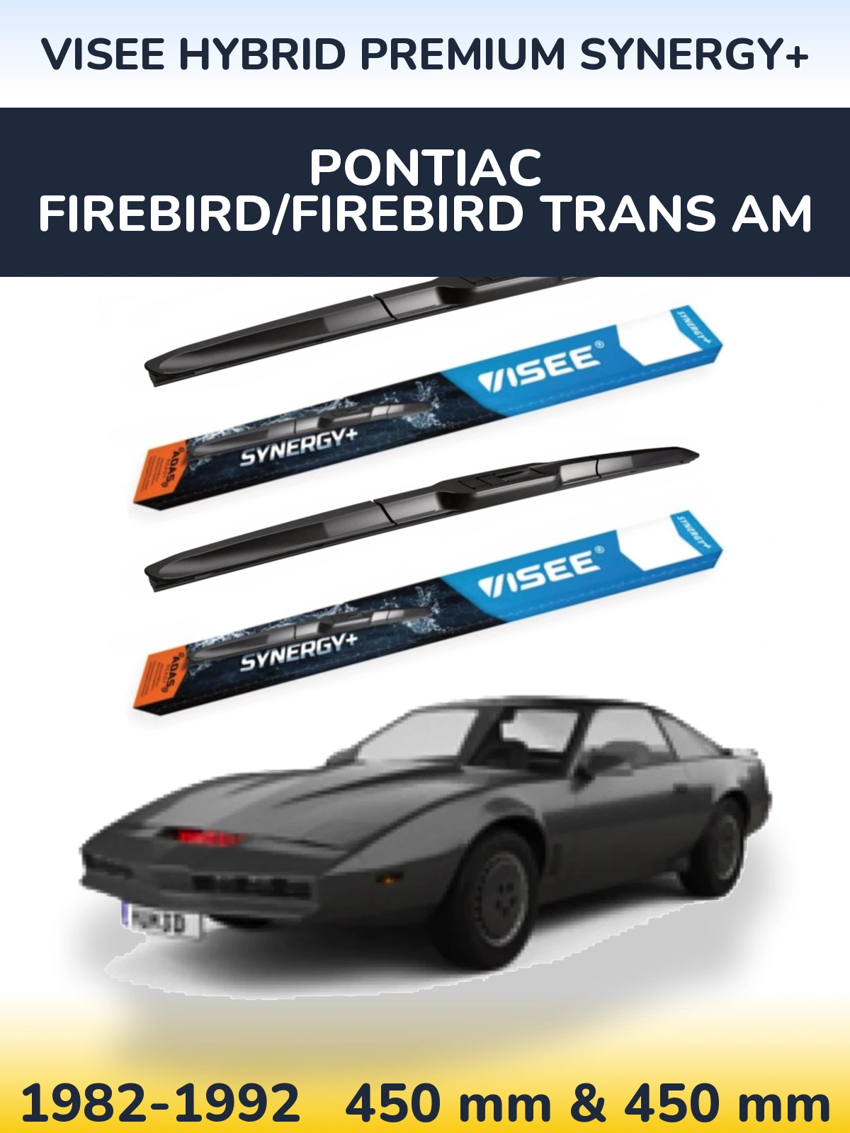 Комплект передніх щіток VISEE HYBRID PREMIUM SYNERGY+ 450 & 450 мм для Pontiac Firebird/Firebird Trans Am 1982-1992