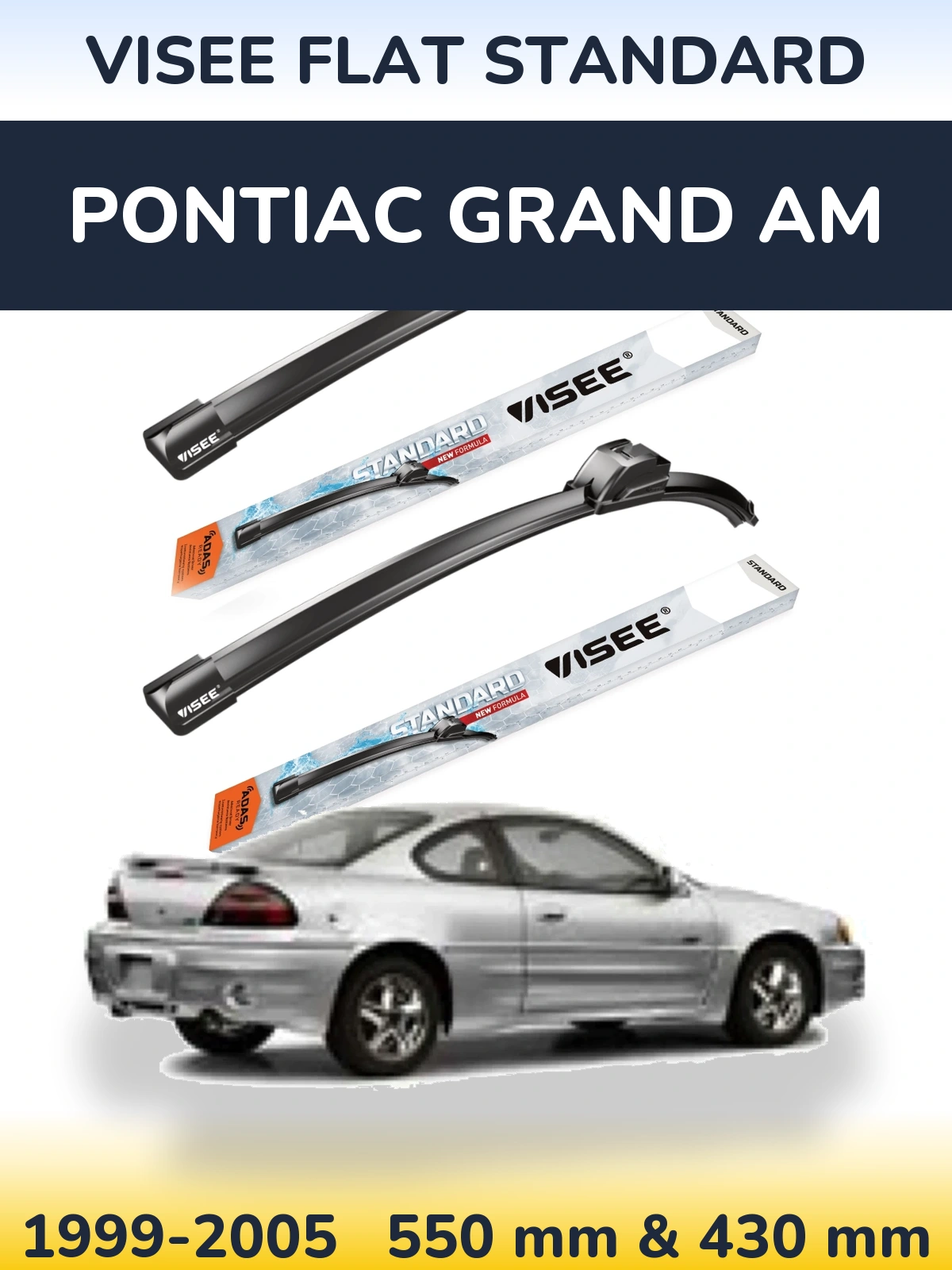 Комплект передніх щіток VISEE FLAT STANDARD 550 & 430 мм для Pontiac Grand AM 1999-2005