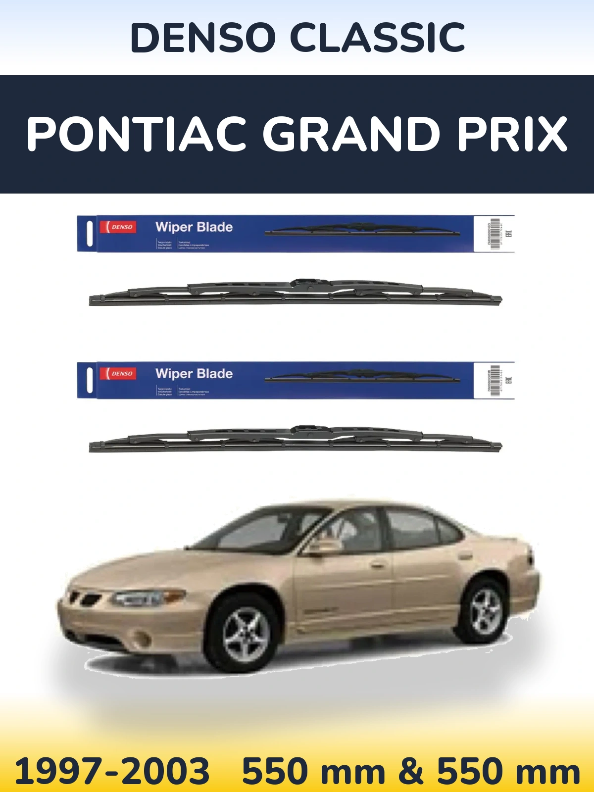 Комплект передних дворников Denso Classic 550 & 550 мм для Pontiac Grand Prix 1997-2003