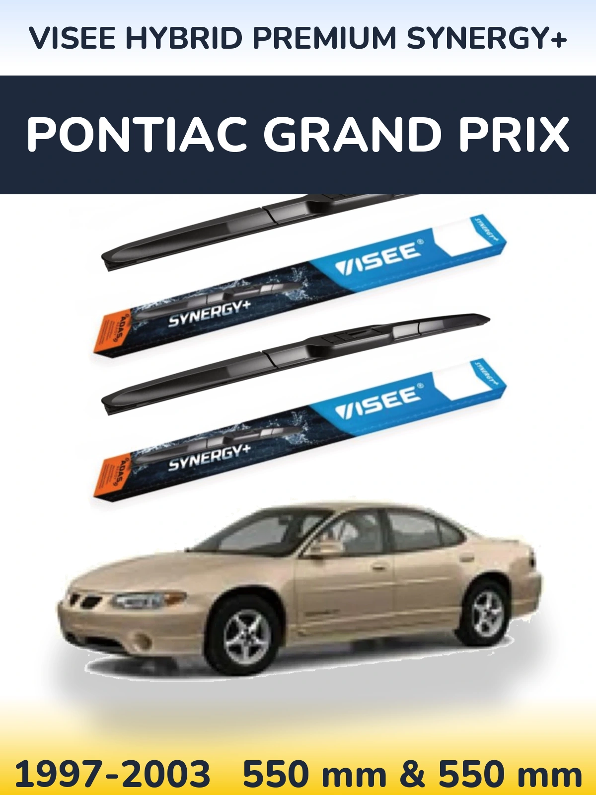 Комплект передних дворников VISEE HYBRID PREMIUM SYNERGY+ 550 & 550 мм для Pontiac Grand Prix 1997-2003