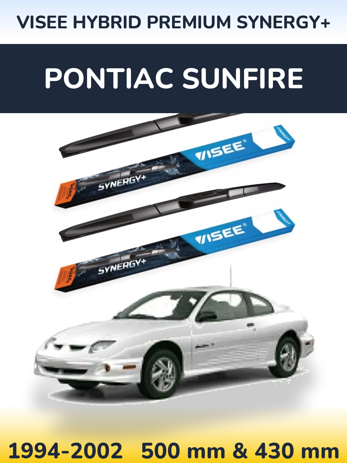 Комплект передніх щіток VISEE HYBRID PREMIUM SYNERGY+ 500 & 430 мм для Pontiac Sunfire 1994-2002