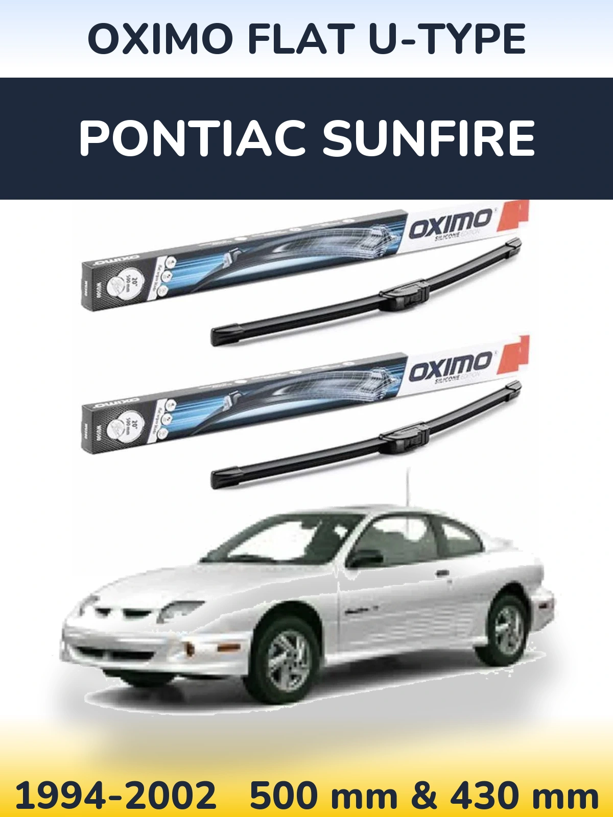 Комплект передних дворников Oximo Flat U-type 500 & 430 мм для Pontiac Sunfire 1994-2002