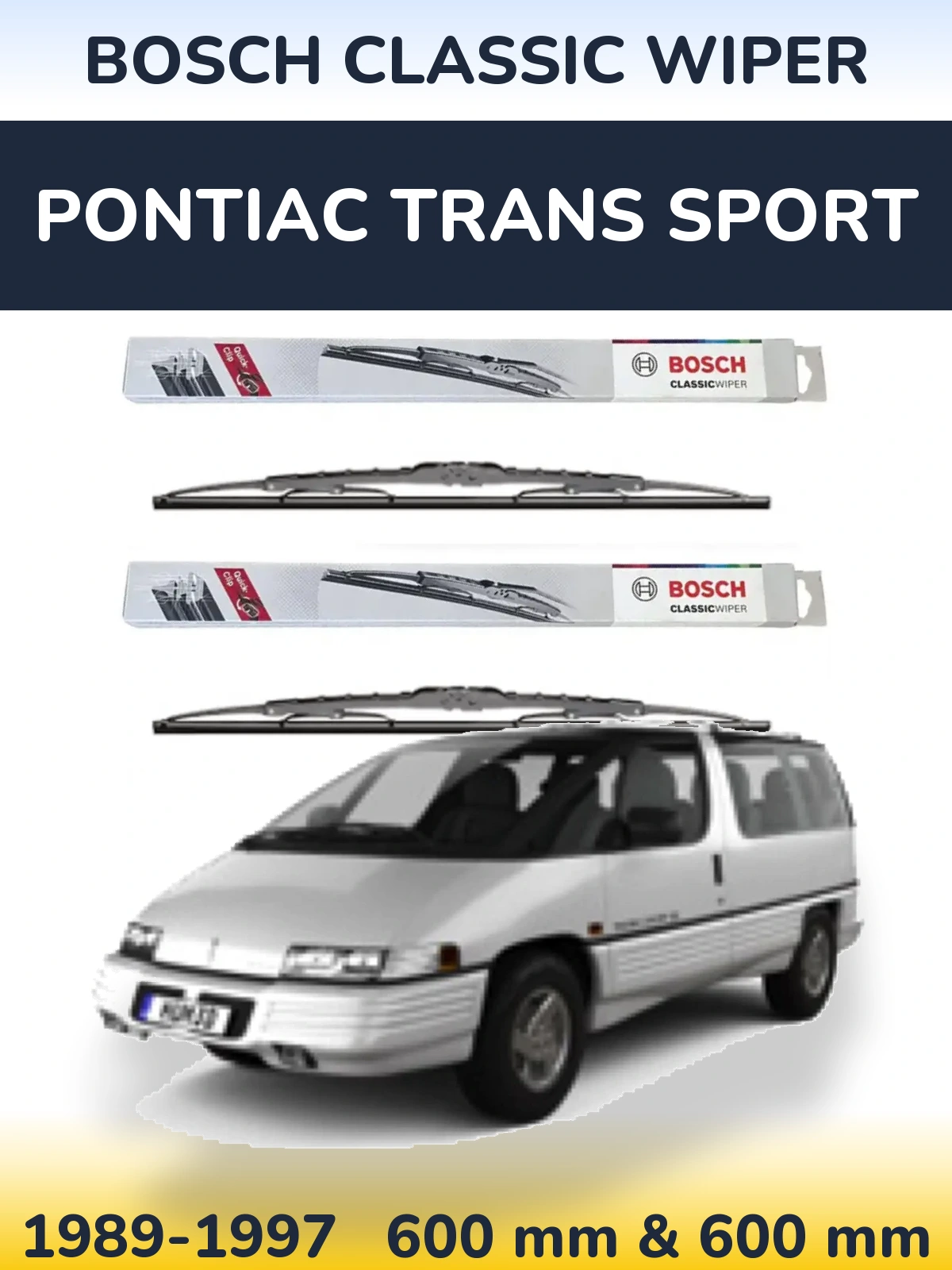 Комплект передних дворников BOSCH Classic Wiper 600 & 600 мм для Pontiac Trans Sport 1989-1997