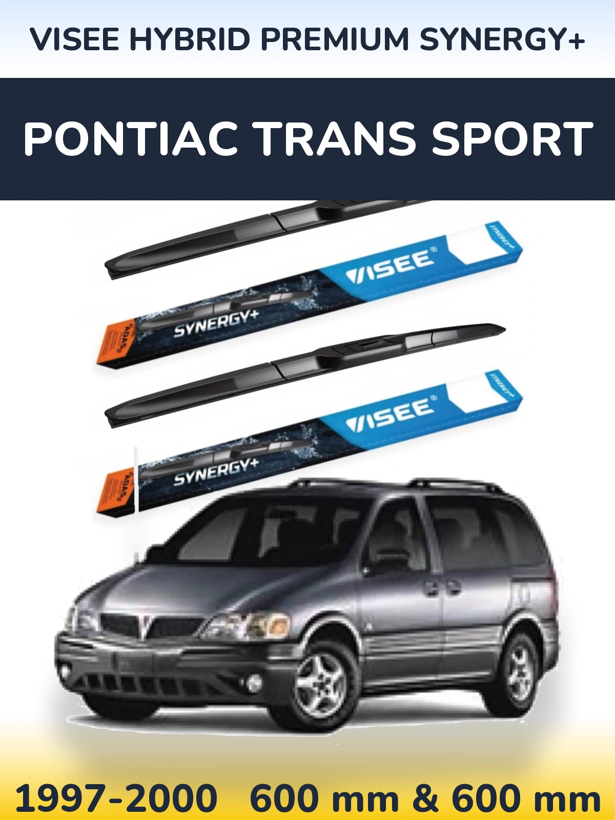 Комплект передніх щіток VISEE HYBRID PREMIUM SYNERGY+ 600 & 600 мм для Pontiac Trans Sport 1997-2000