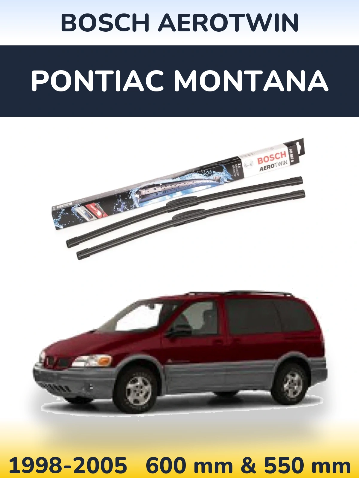 Комплект передніх щіток BOSCH AeroTwin 600 & 550 мм для Pontiac Montana 1998-2005