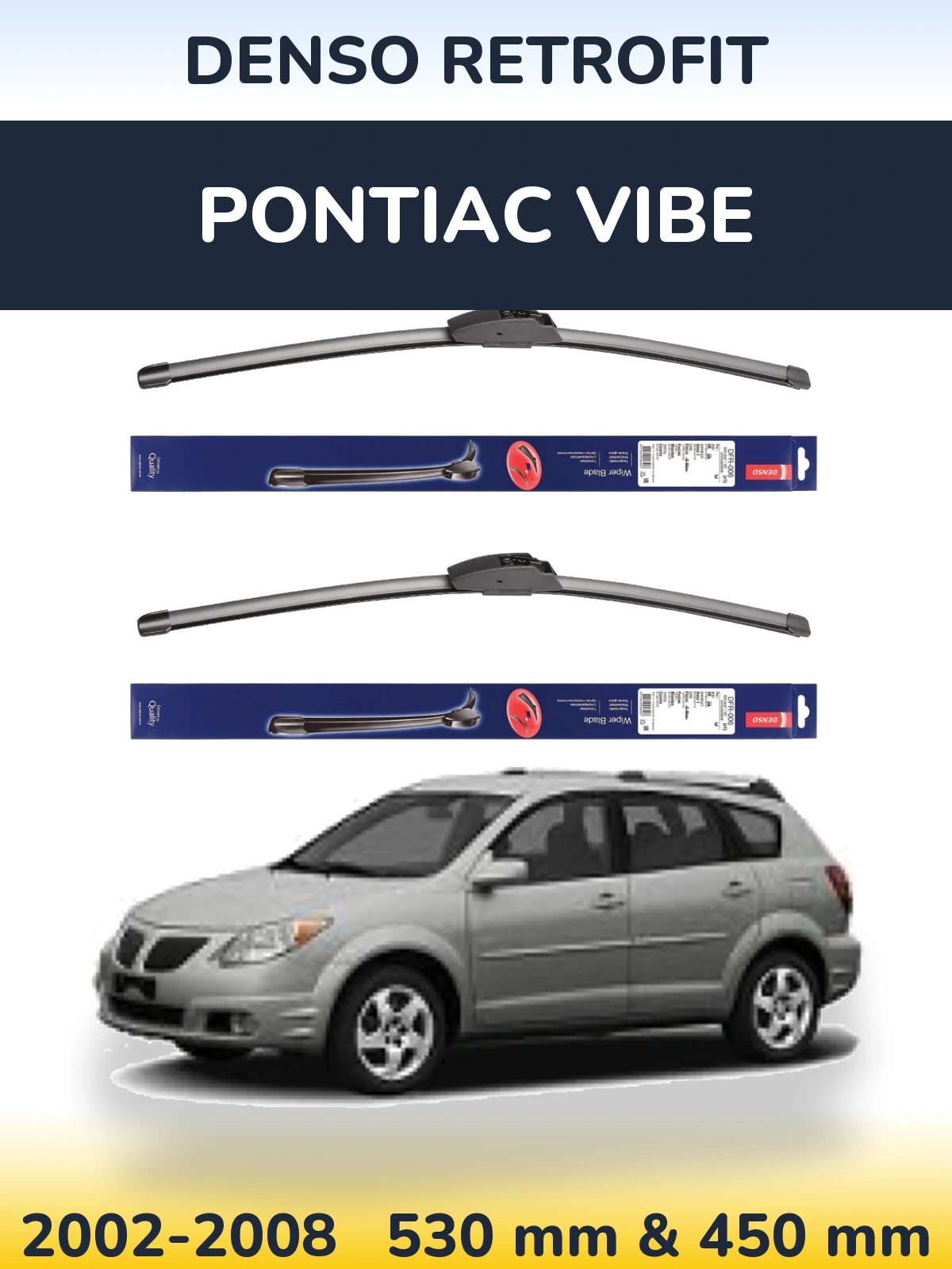 Комплект передних дворников Denso Retrofit 530 & 450 мм для Pontiac Vibe 2002-2008