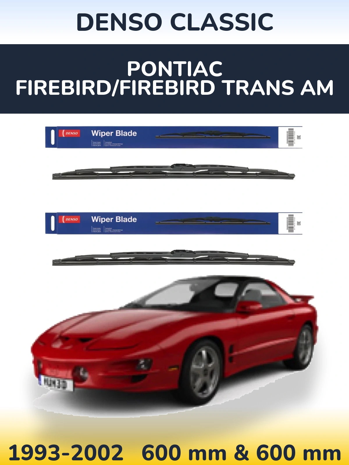 Комплект передних дворников Denso Classic 600 & 600 мм для Pontiac Firebird/Firebird Trans Am 1993-2002