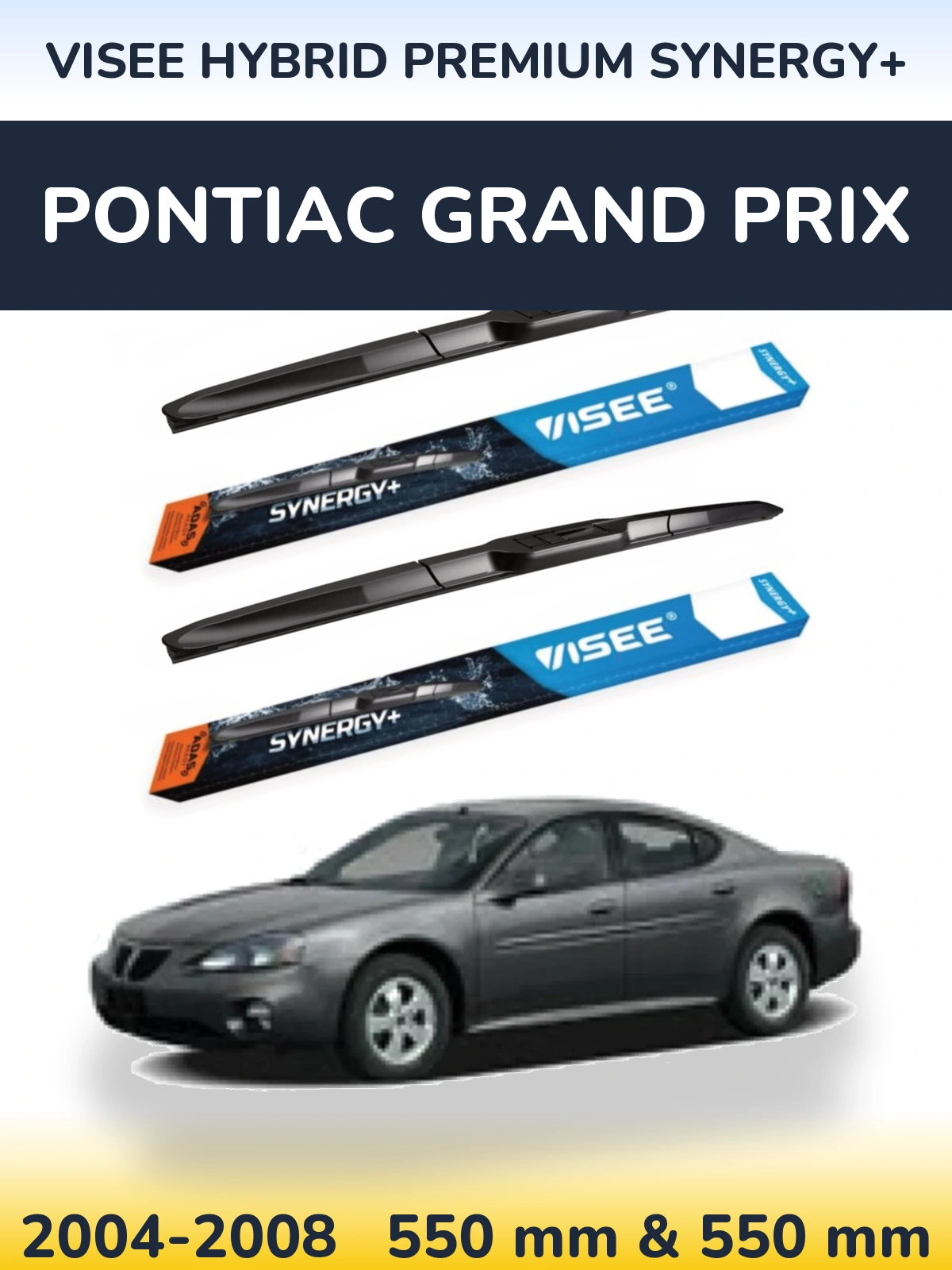 Комплект передних дворников VISEE HYBRID PREMIUM SYNERGY+ 550 & 550 мм для Pontiac Grand Prix 2004-2008