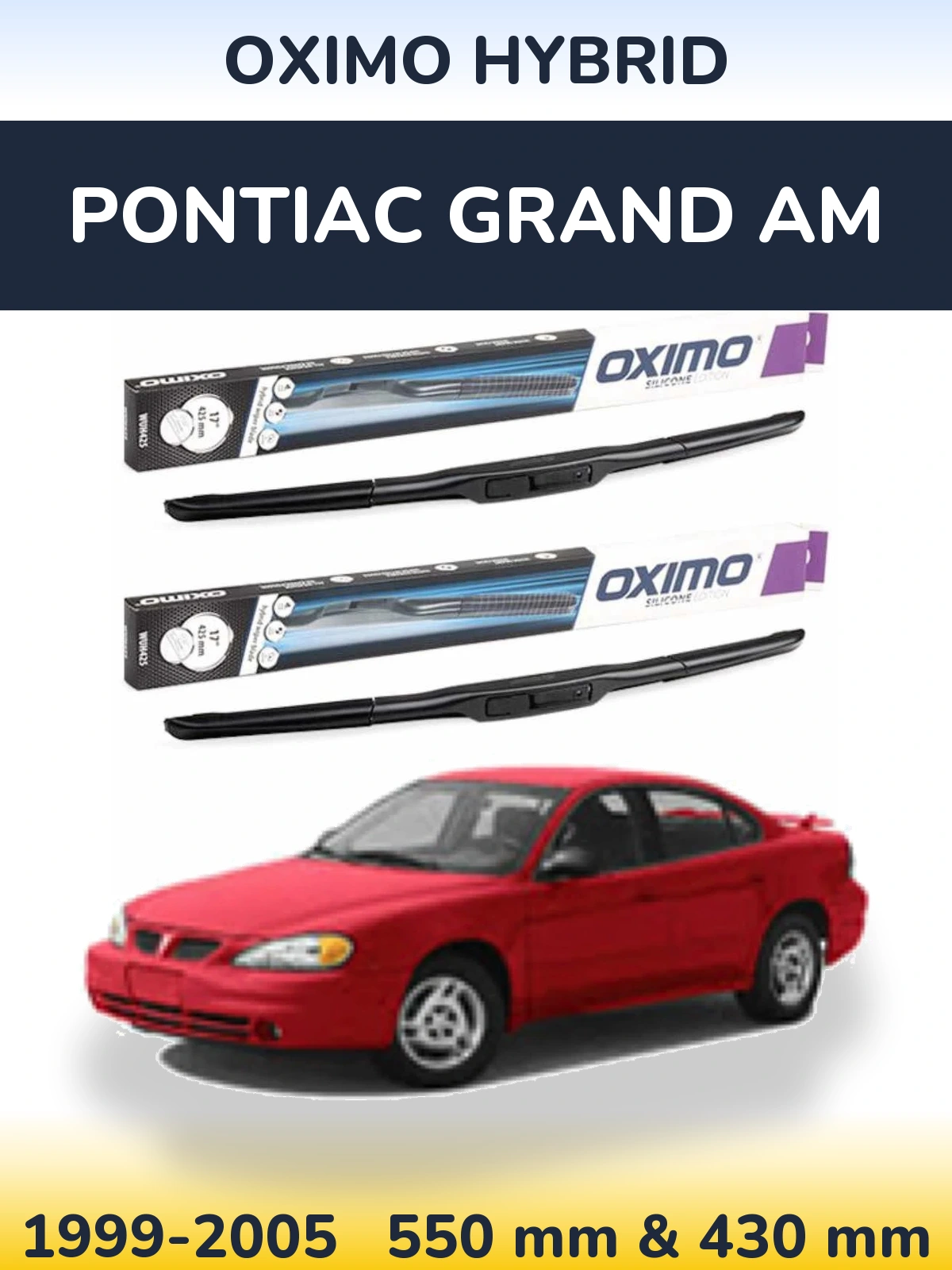 Комплект передних дворников Oximo Hybrid 550 & 430 мм для Pontiac Grand AM 1999-2005