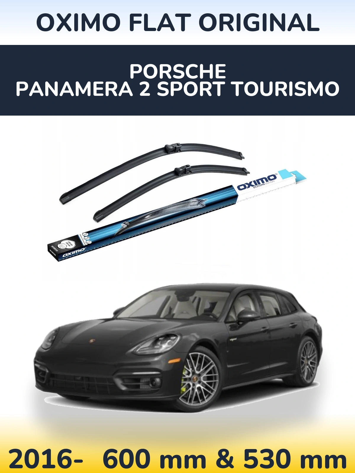 Комплект передних дворников Oximo Flat Original 600 & 530 мм для Porsche Panamera 2 Sport Tourismo 2016-2026