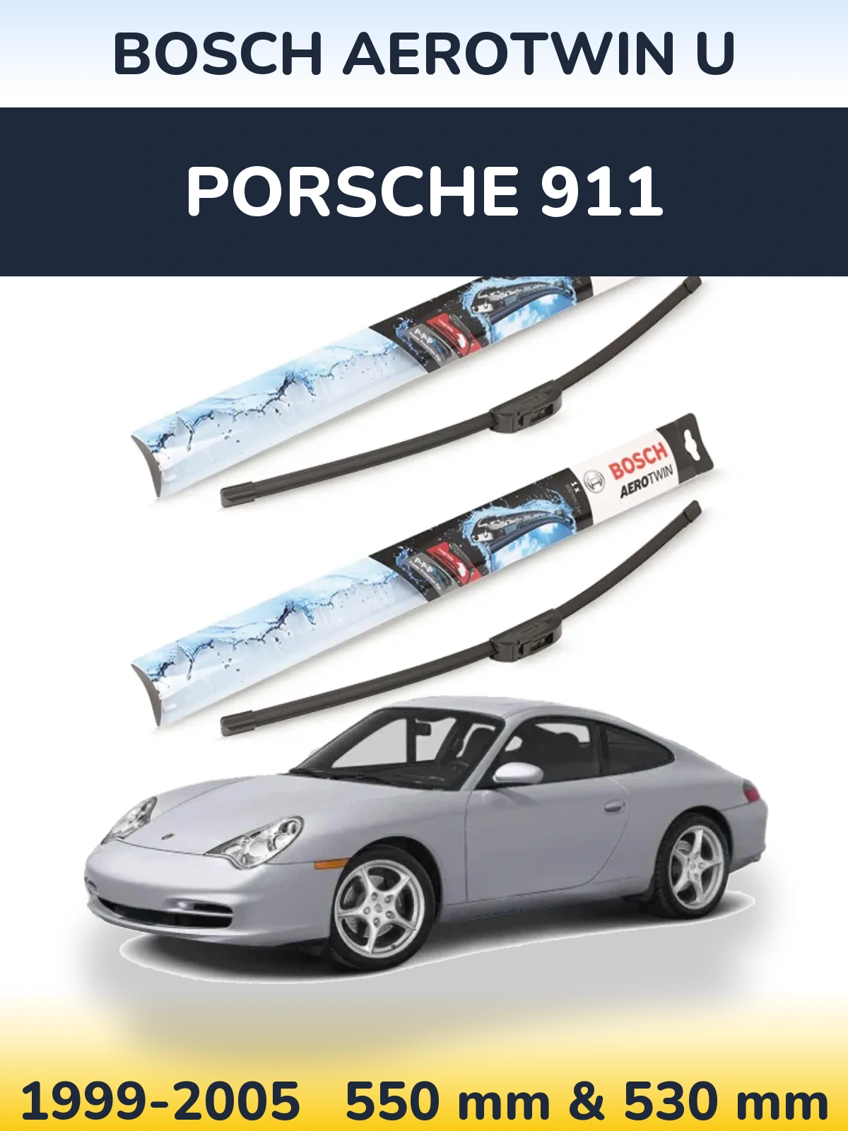 Комплект передних дворников BOSCH AeroTwin U 550 & 530 мм для Porsche 911 1999-2005