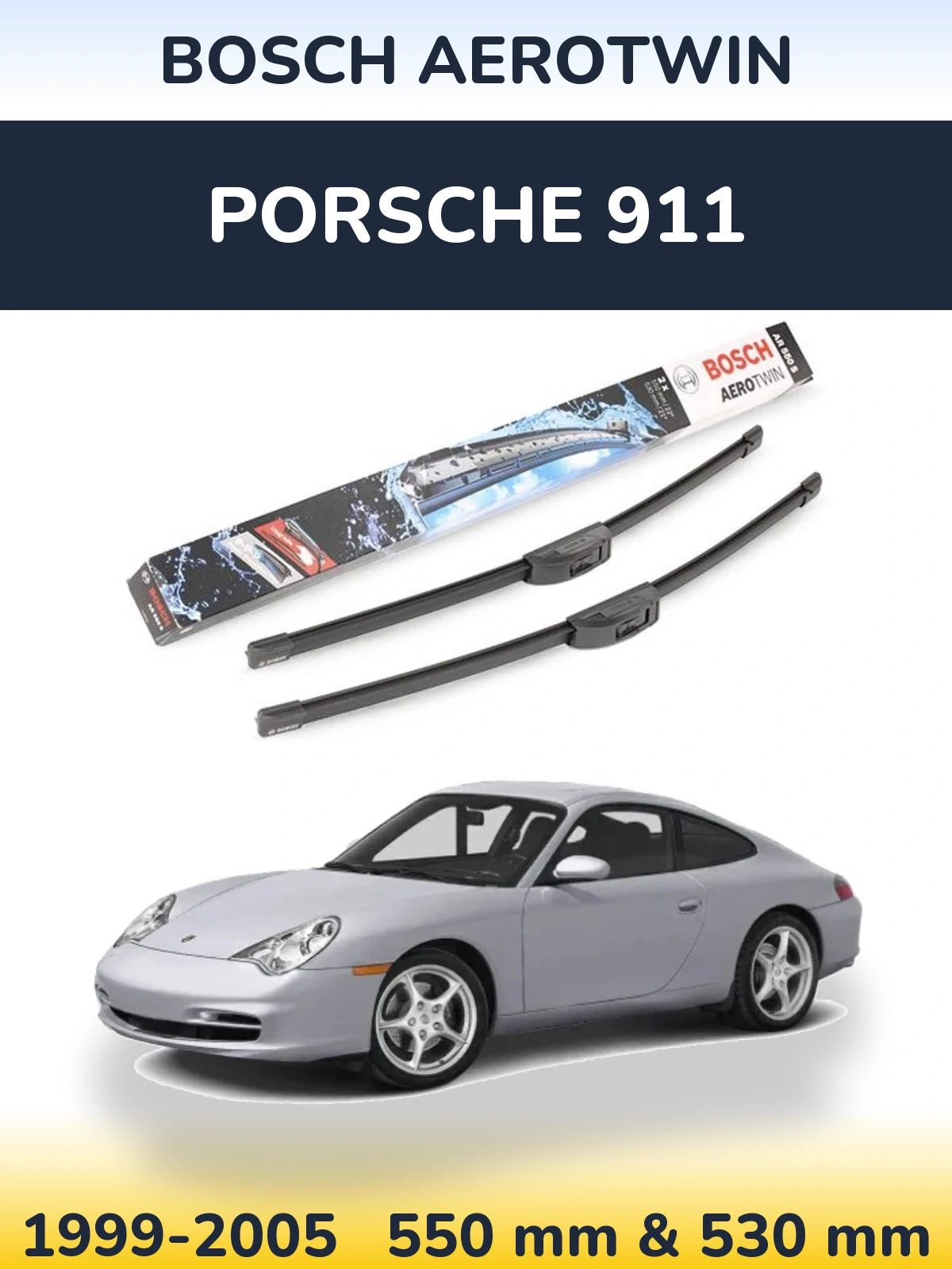 Комплект передних дворников BOSCH AeroTwin 550 & 530 мм для Porsche 911 1999-2005