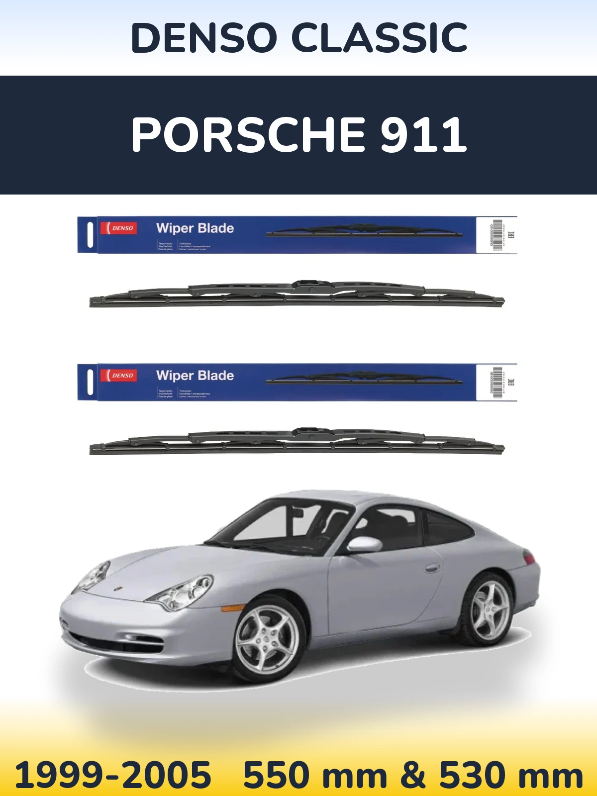 Комплект передніх щіток Denso Classic 550 & 530 мм для Porsche 911 1999-2005